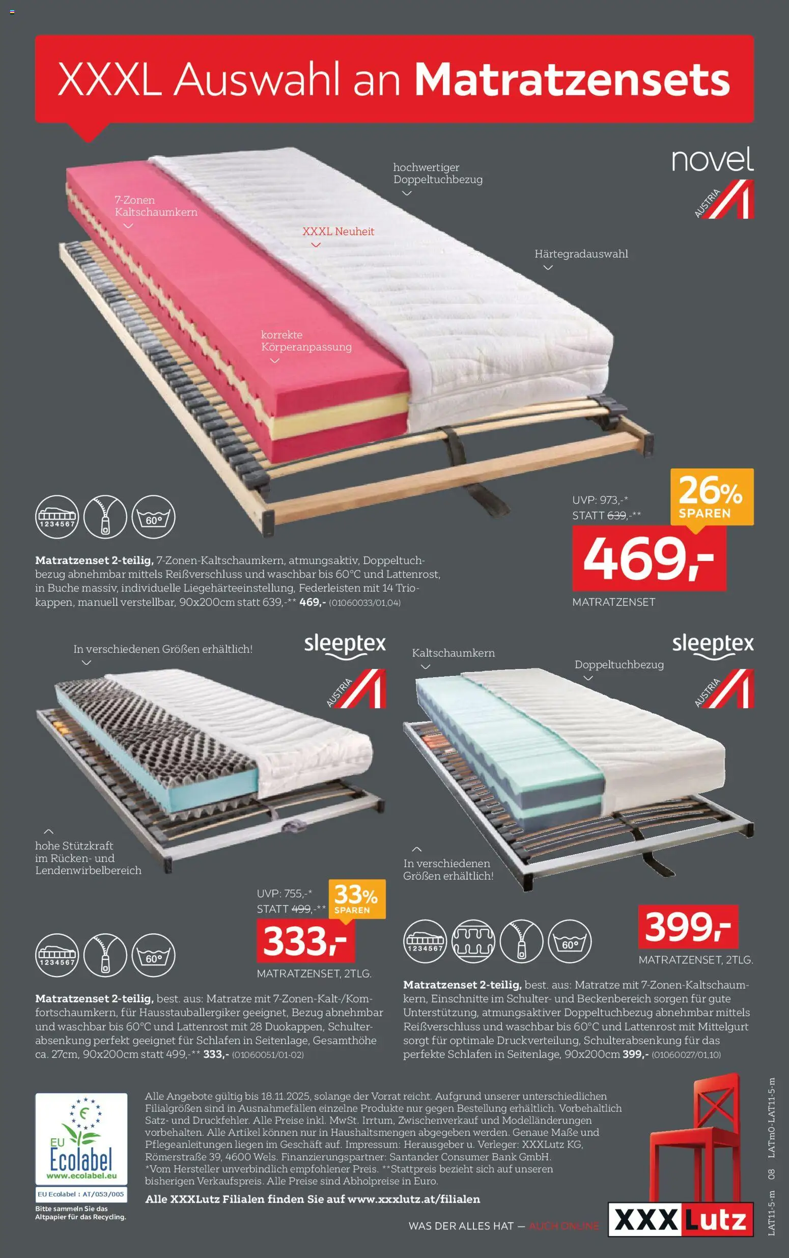 XXXLutz Matratze Ihrer Wahl gültig ab 04.11.2025 | Seite: 8 | Produkte: Matratze, Lattenrost