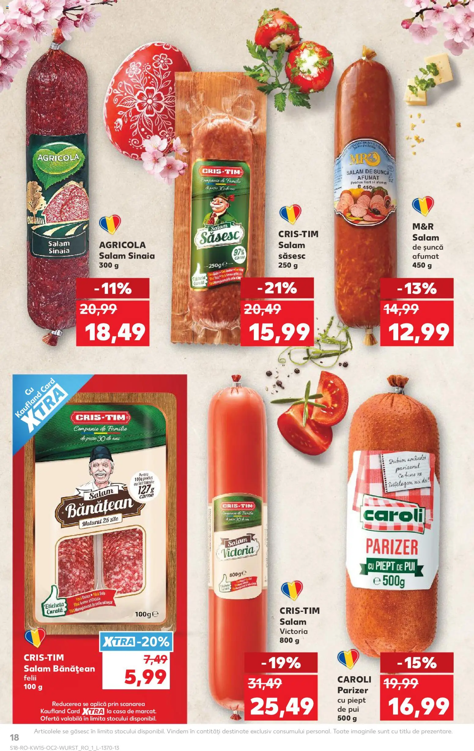Noul catalog Kaufland – valabil de la 08.04.2026 | Pagină: 18 | Produse: Salam, Șuncă, Pește, Parizer