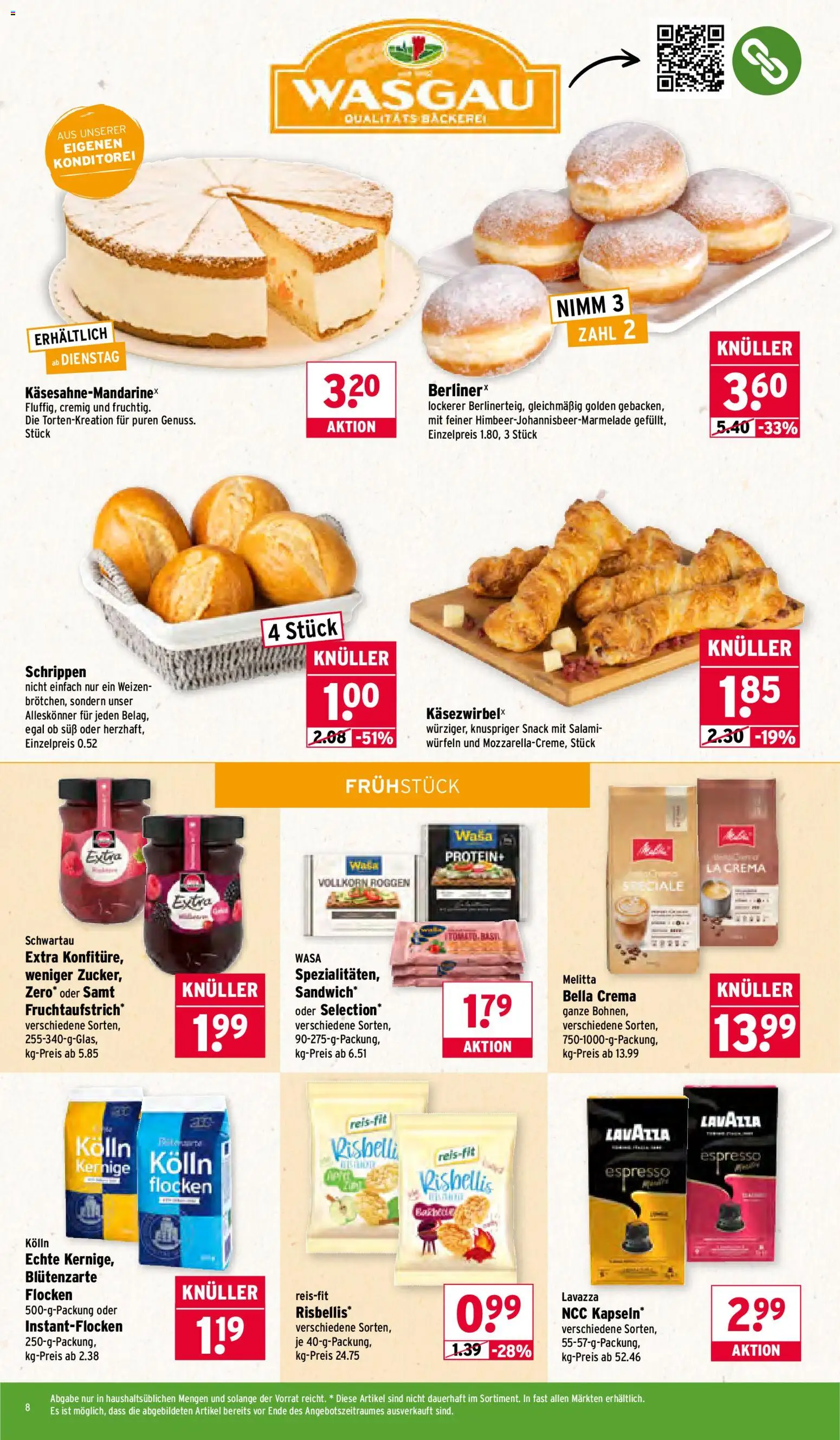 Wasgau Prospekt 	 – gültig ab 05.01.2026 | Seite: 8 | Produkte: Melitta, Bäckerei, Salami, Flocken