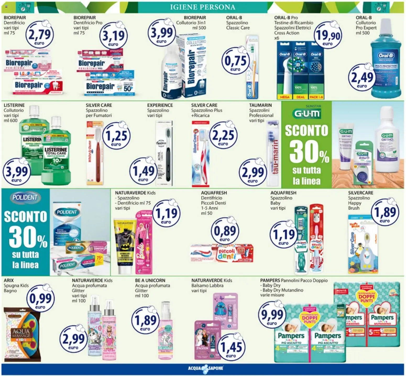 Volantino Acqua e Sapone del 09.03.2026 | Pagina: 9 | Prodotti: Balsamo, Acqua, Pampers, Bagno