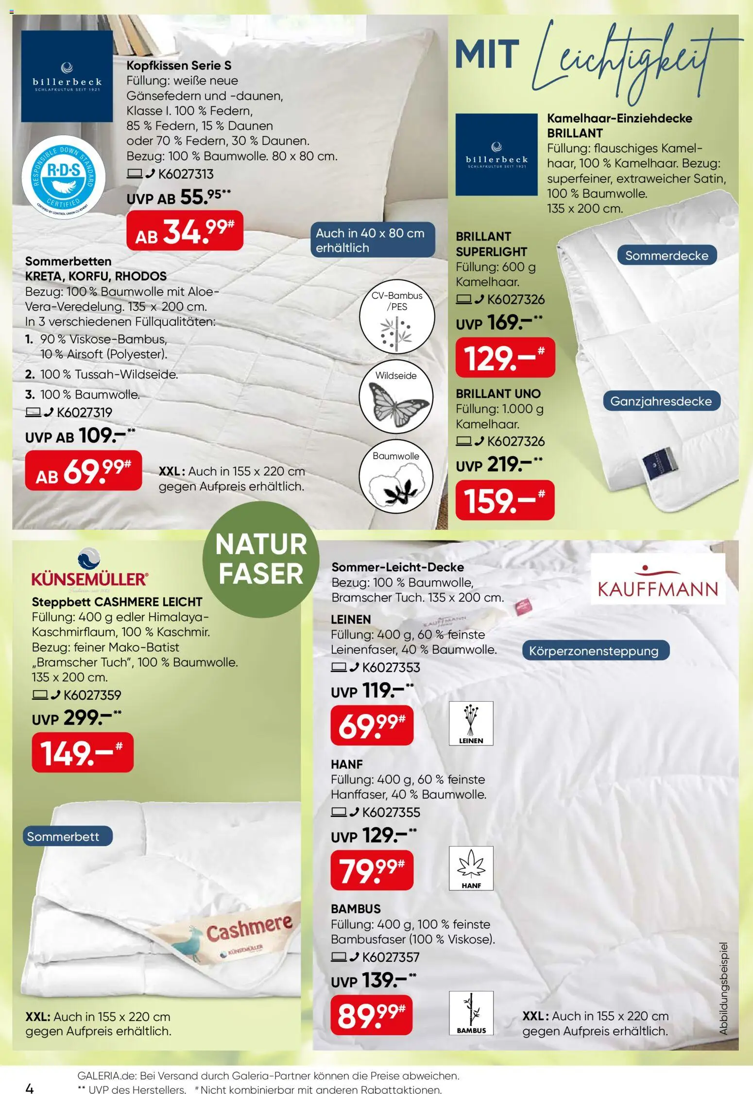 Galeria Karstadt Kaufhof Prospekt 	 – gültig ab 30.03.2026 | Seite: 4 | Produkte: Kopfkissen