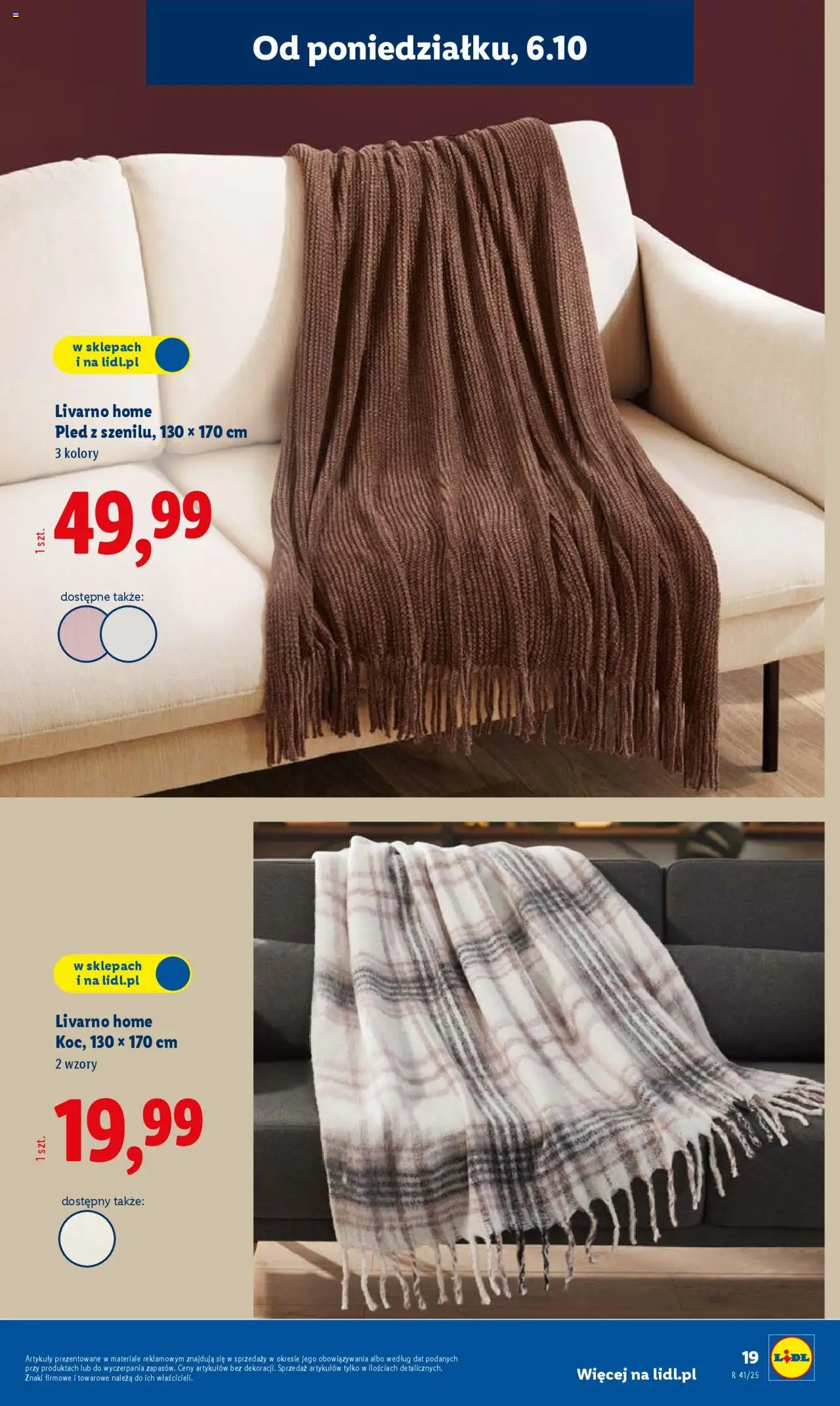 Lidl Katalog od 06.10.2025 | Strona: 19 | Produkty: Pled