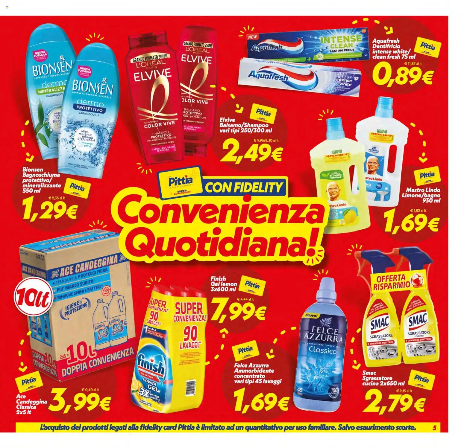 Volantino SuperConveniente del 05.01.2026 | Pagina: 5 | Prodotti: Shampoo, Bagnoschiuma, Dentifricio, Sgrassatore