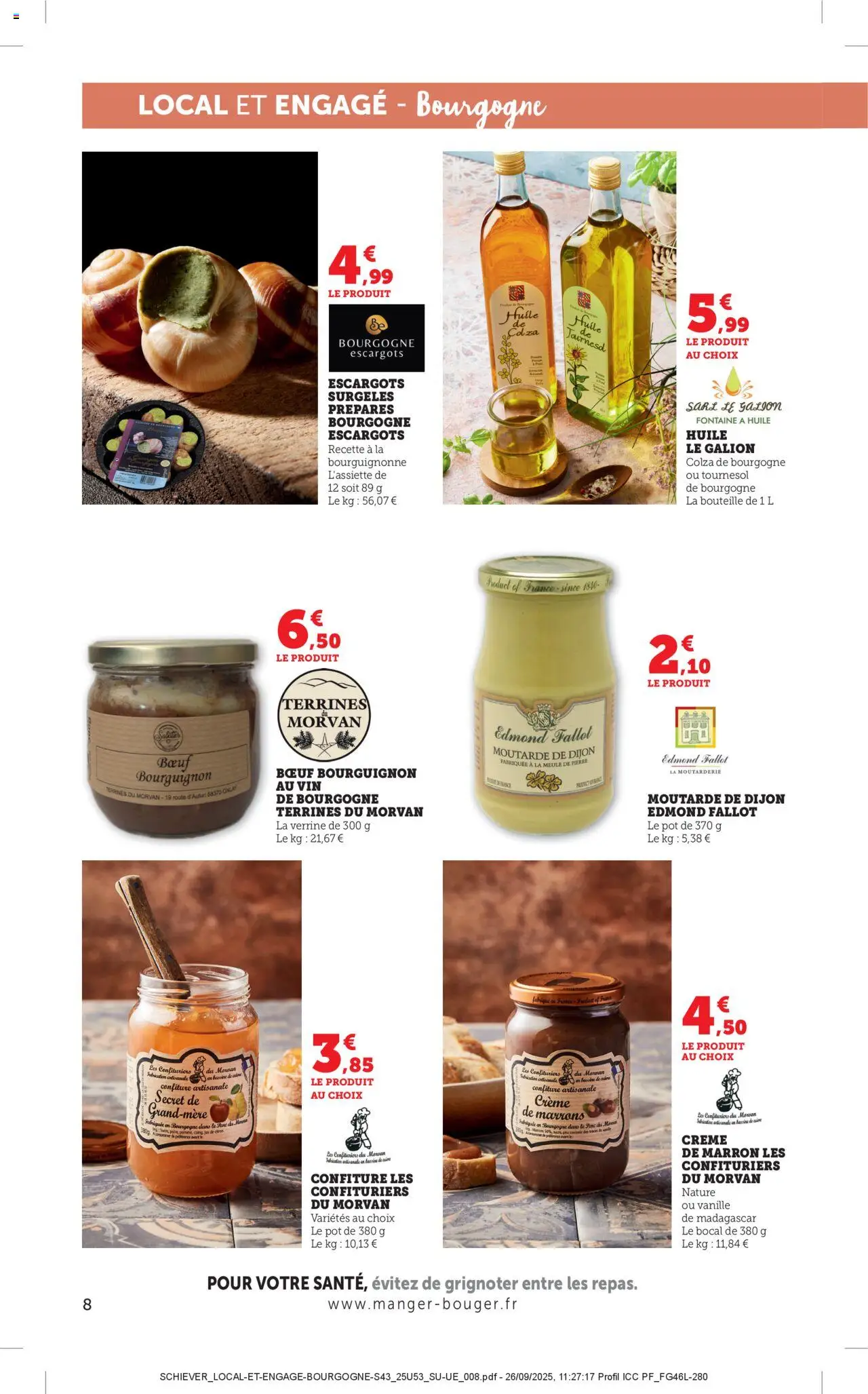 {H1} | Page: 8 | Produits: Escargots, Huile, Moutarde, Vin