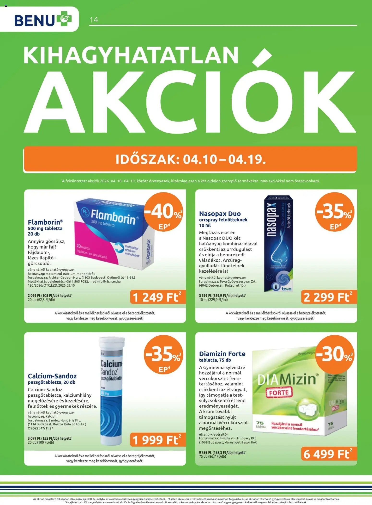 BENU Gyógyszertárak akciós ujság - amely érvényes a következő dátumtól: 01.04.2026 | Oldal: 14 | Termékek: Pezsgőtabletta