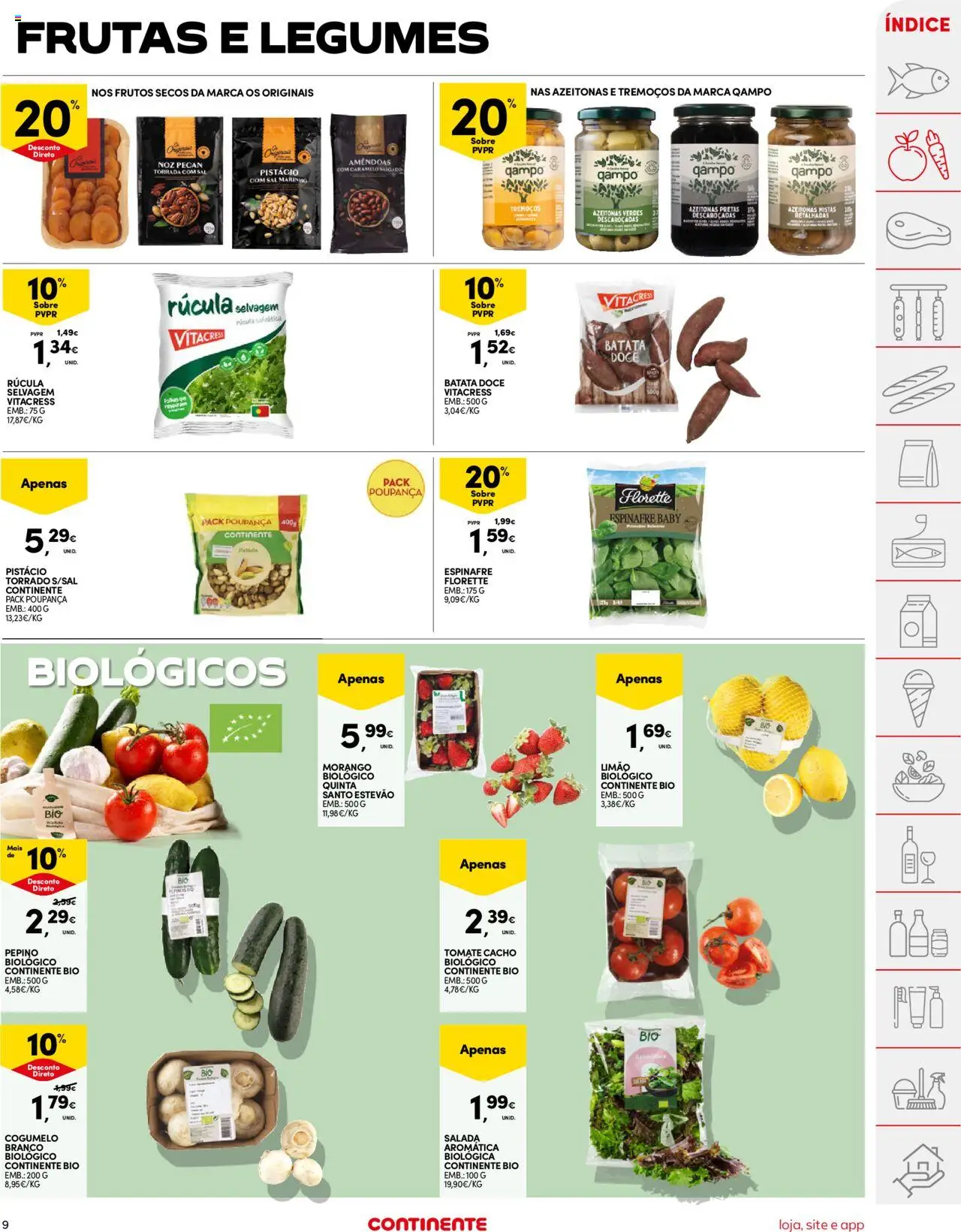 Continente folheto │ válido de 03.06.2025 | Página: 9 | Produtos: Batata, Rúcula, Sal, Salada