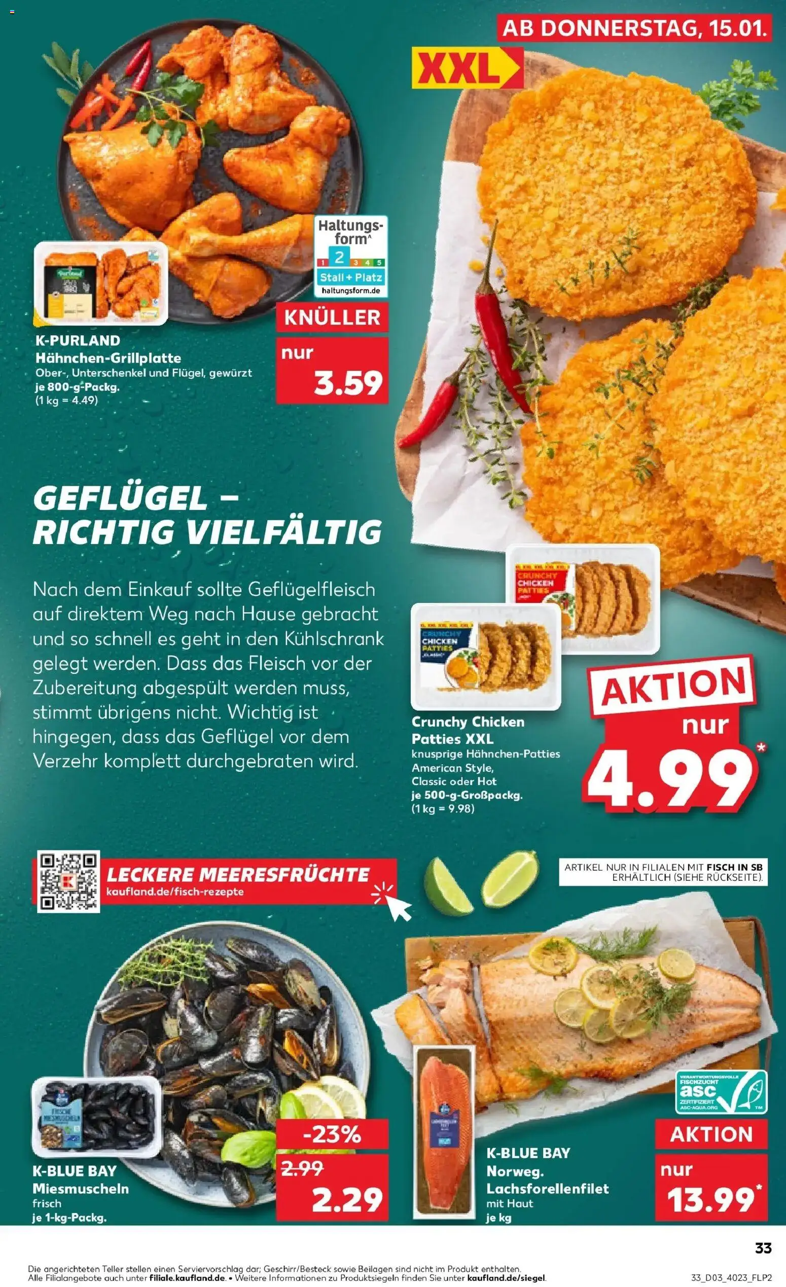 Kaufland prospekt Marienberg	 – gültig ab 19.01.2026 | Seite: 33 | Produkte: Grill, Kühlschrank, Fisch, Meeresfrüchte