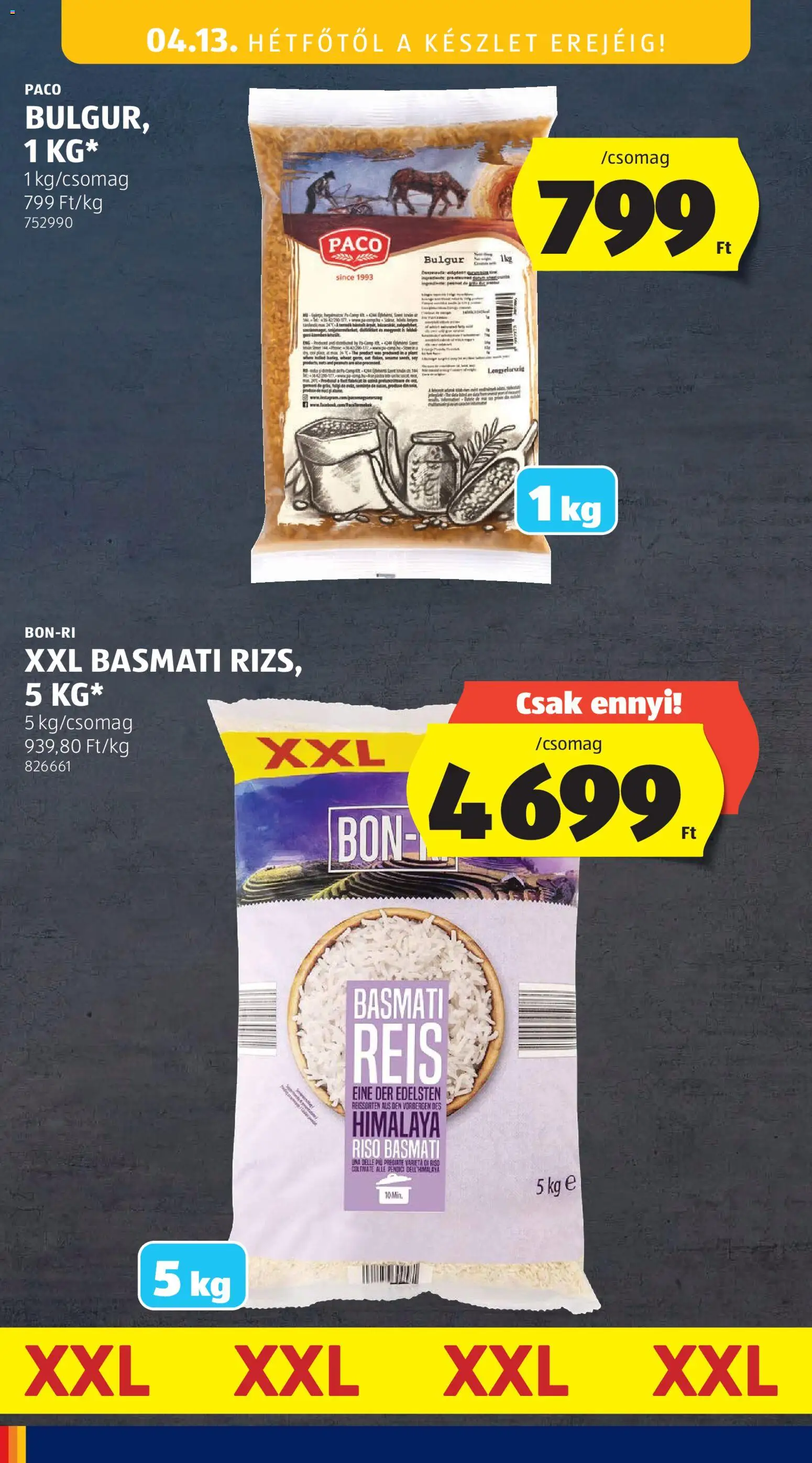 Aldi akciós ujság - amely érvényes a következő dátumtól: 09.04.2026 | Oldal: 44 | Termékek: Bulgur