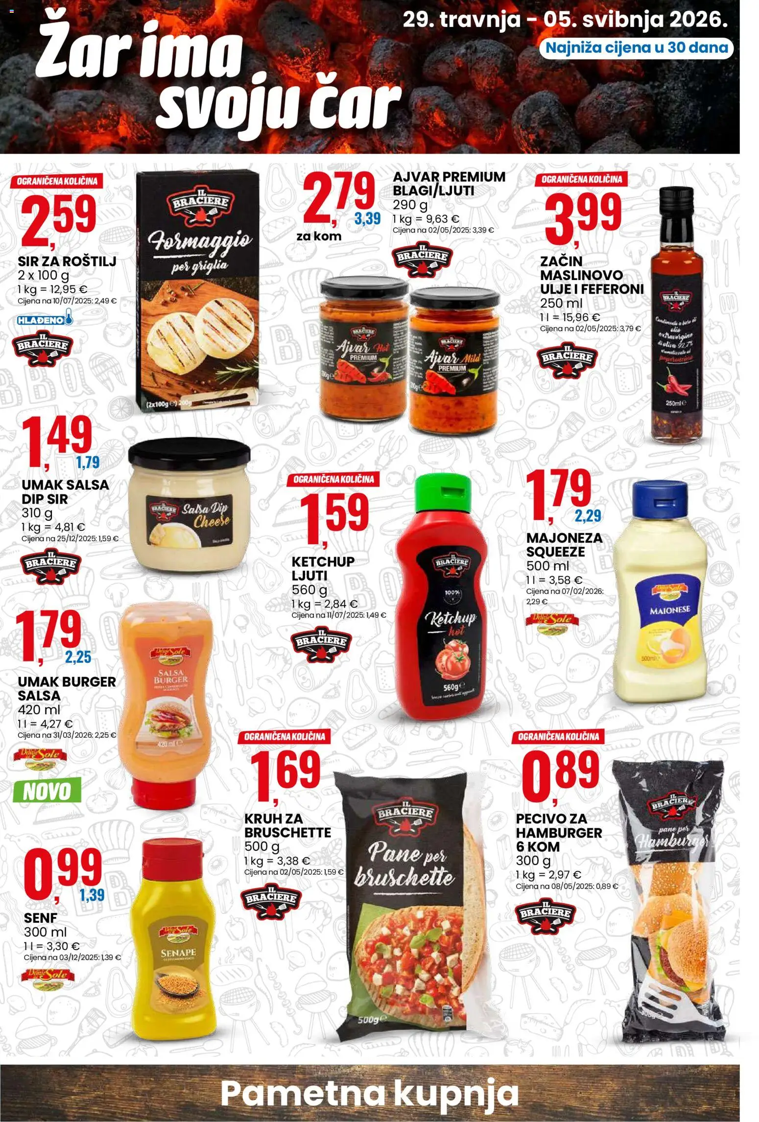 Eurospin katalog | vrijedi od 29.04.2026 | Stranica: 4 | Proizvodi: Roštilj, Maslinovo ulje, Umak, Senf