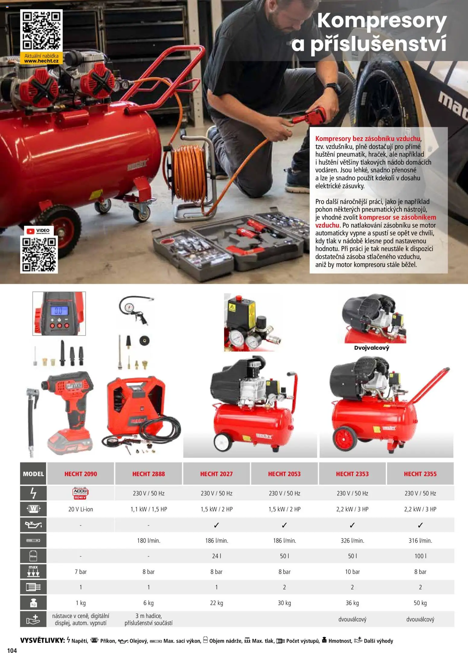 Hecht katalog - Jaro - léto 2026 od 19.02.2026 | Strana: 104 | Produkty: Hecht, Kompresory, Video, Kompresor