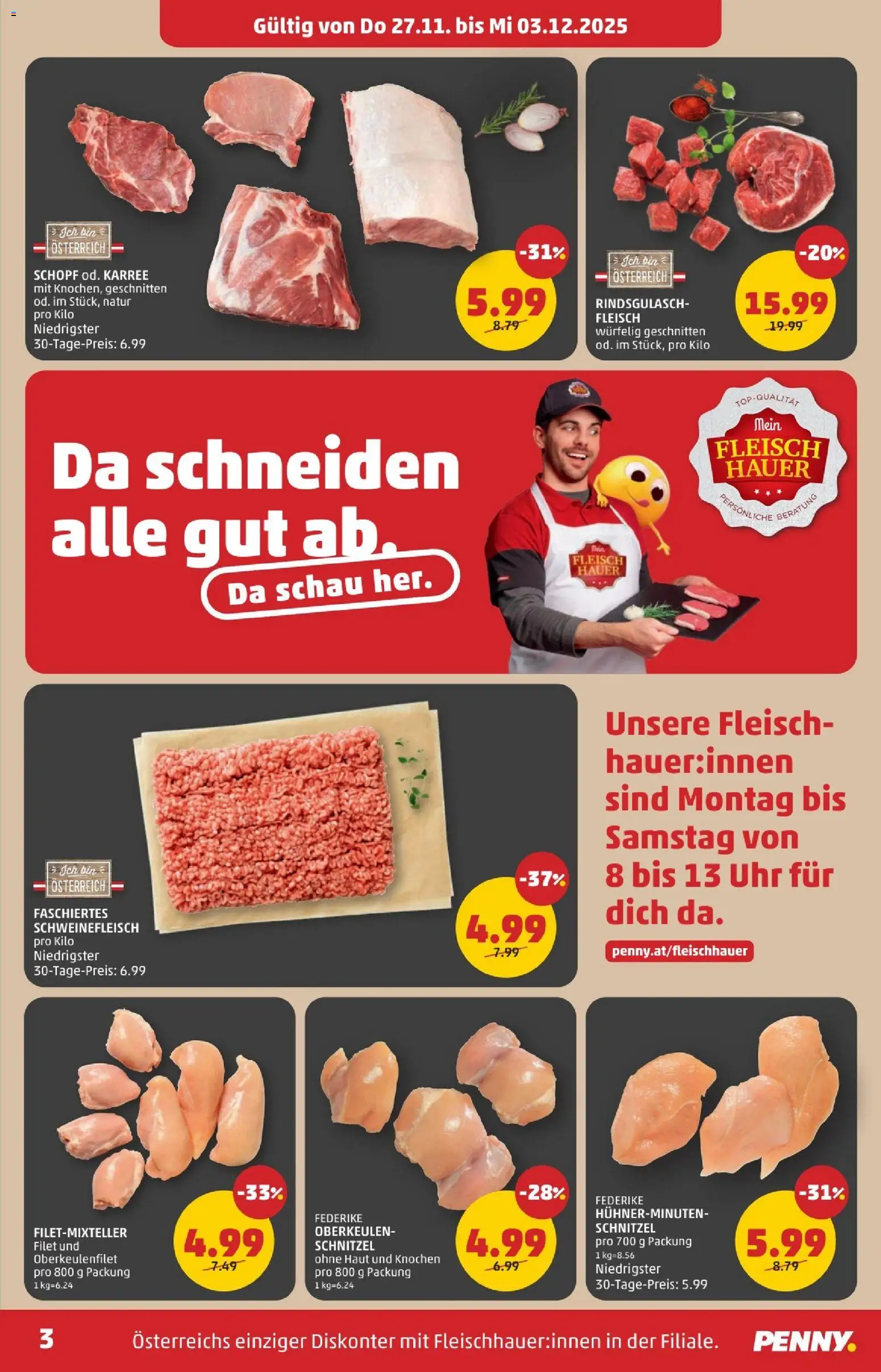 Penny Markt - Black Friday gültig ab 27.11.2025 | Seite: 3 | Produkte: Uhr, Schweinefleisch