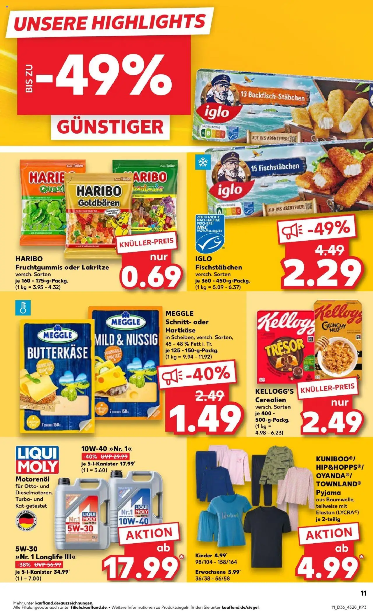 Kaufland prospekt Sonneberg	 – gültig ab 04.09.2025 | Seite: 11 | Produkte: Haribo, Iglo, Fischstabchen, Pyjama