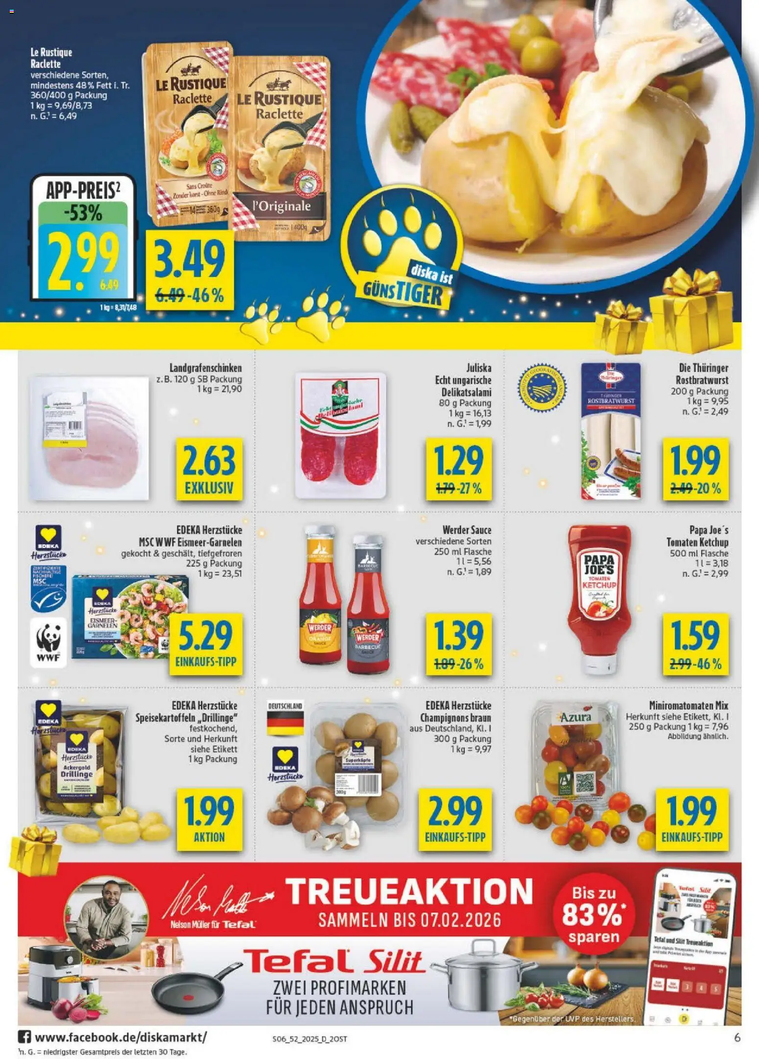 Diska - Diska Angebote Sachsen-Thüringen KW52 – gültig ab 22.12.2025 | Seite: 6 | Produkte: Garnelen, Champignons, Raclette, Ketchup