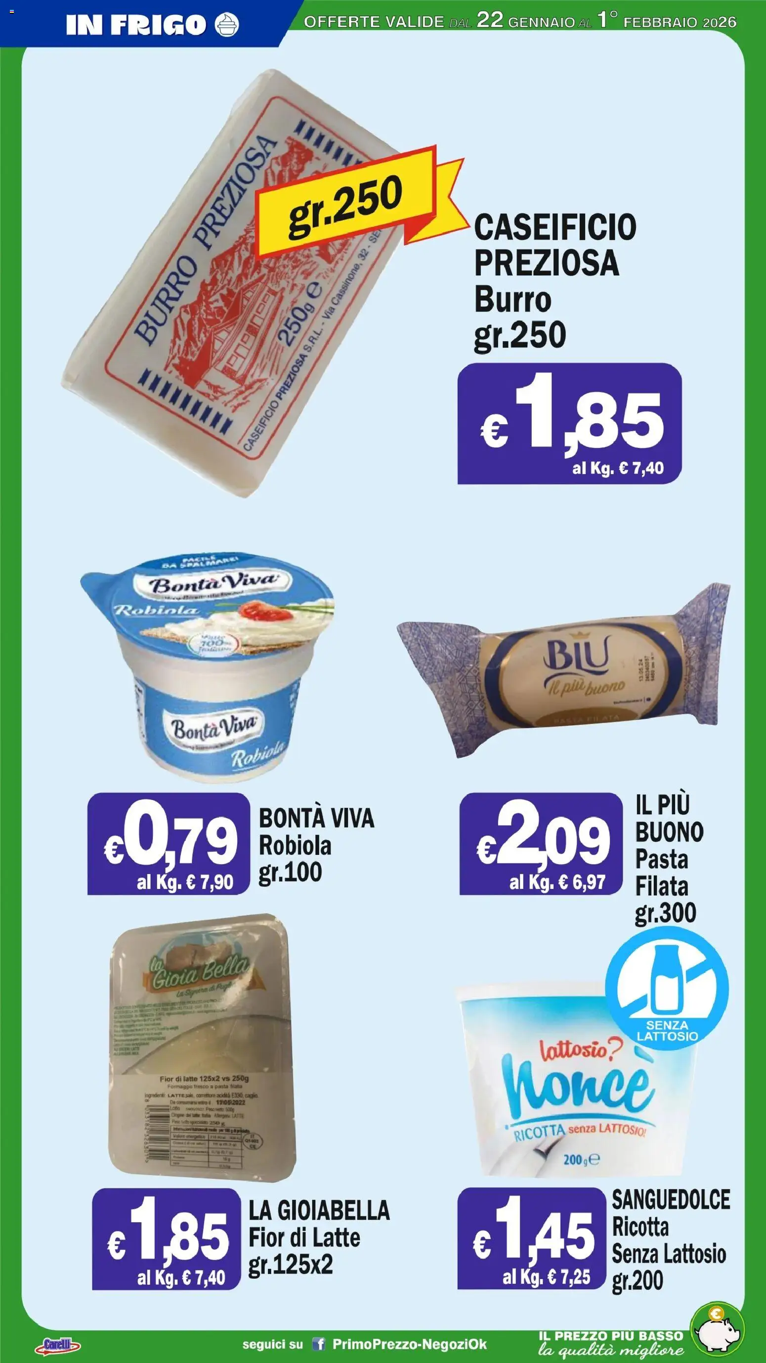 Volantino Primo Prezzo del 22.01.2026 | Pagina: 41 | Prodotti: Formaggio, Pasta, Ricotta, Robiola