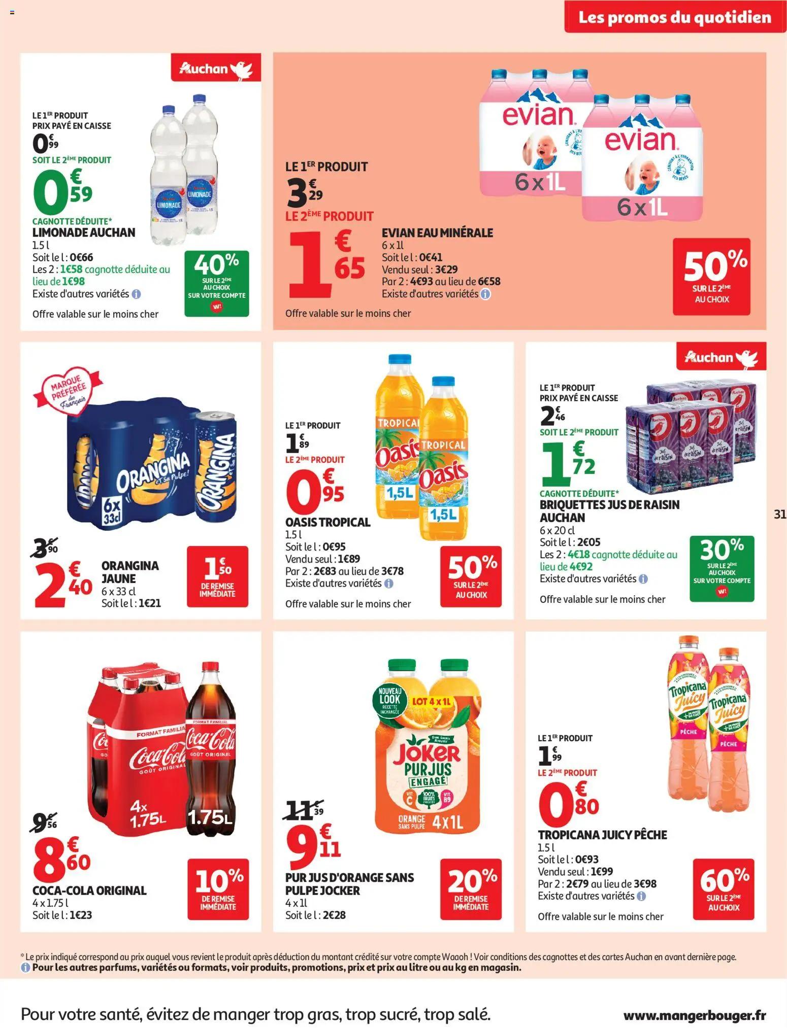 {H1} | Page: 31 | Produits: Jus d'orange, Pêche, Limonade, Oasis tropical