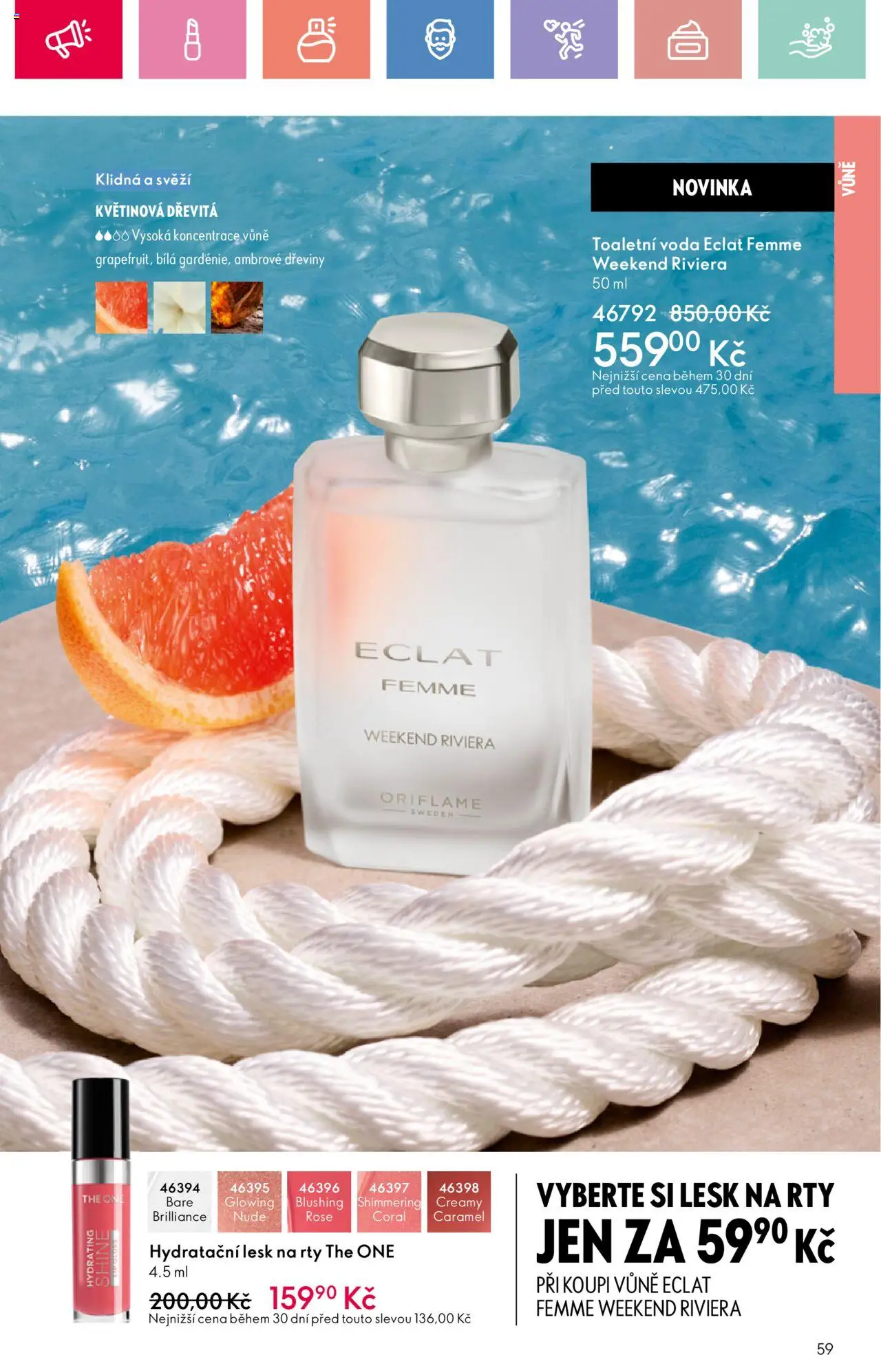 Oriflame katalog č.10/2025 od 06.07.2025 | Strana: 59 | Produkty: Voda, Toaletní voda, Lesk na rty