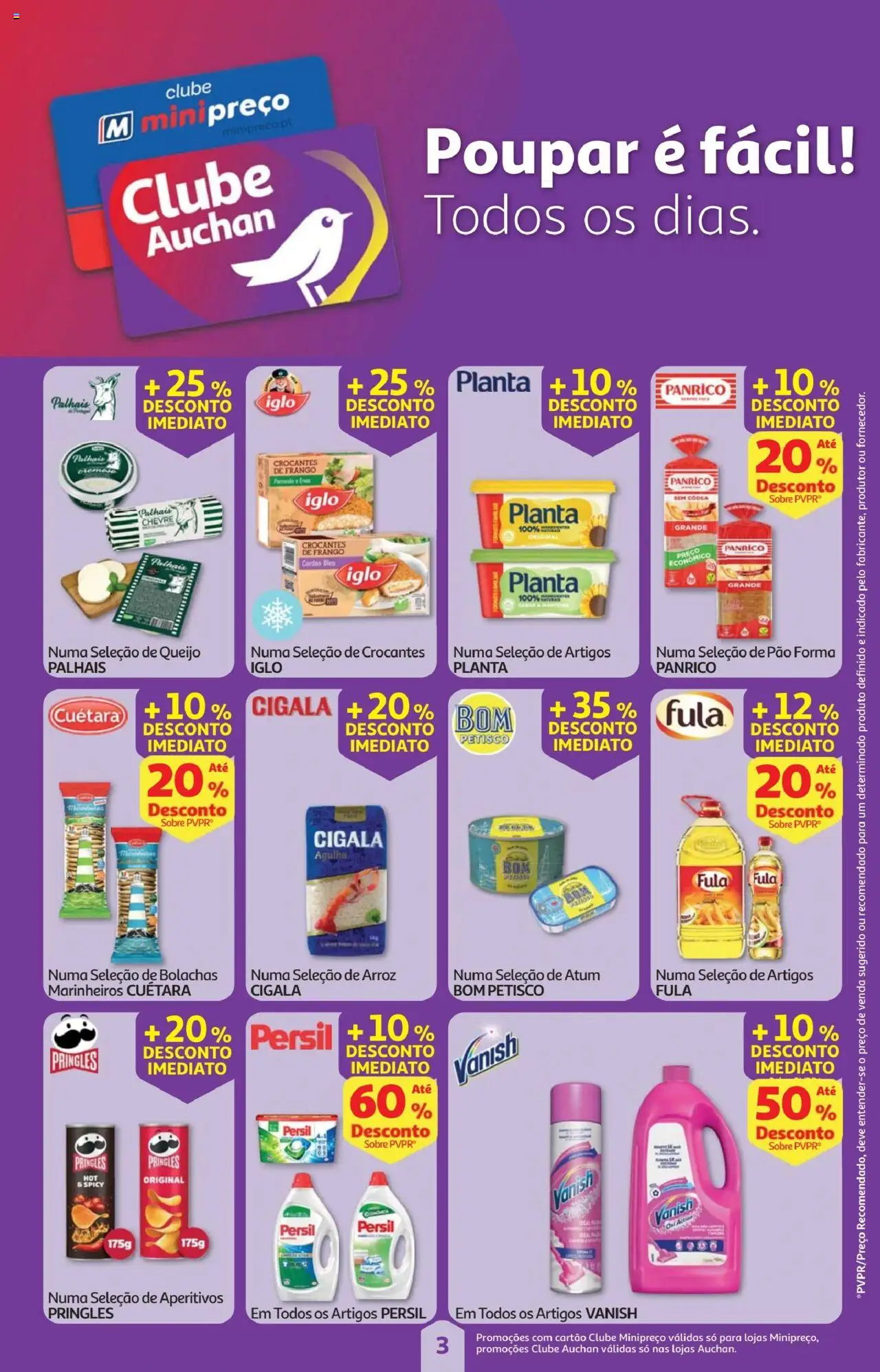 Minipreço folheto │ válido de 14.08.2025 | Página: 3 | Produtos: Atum, Bolachas, Pão, Persil