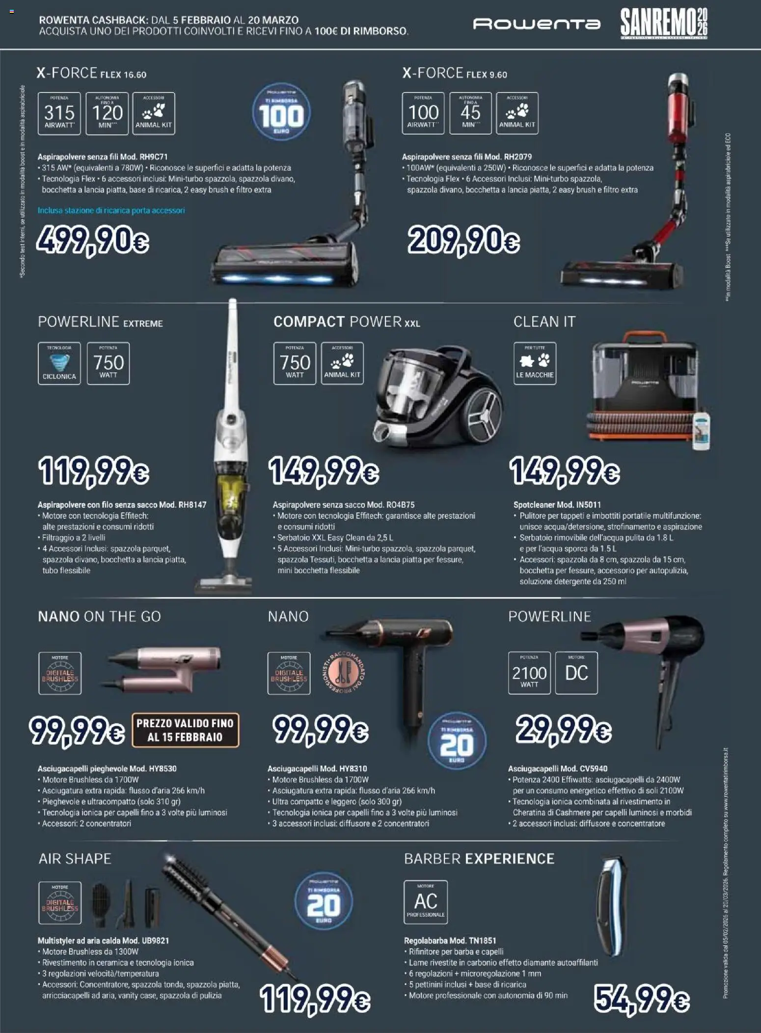 Volantino Unieuro del 13.02.2026 | Pagina: 30 | Prodotti: Regolabarba, Tubo, The, Aspirapolvere