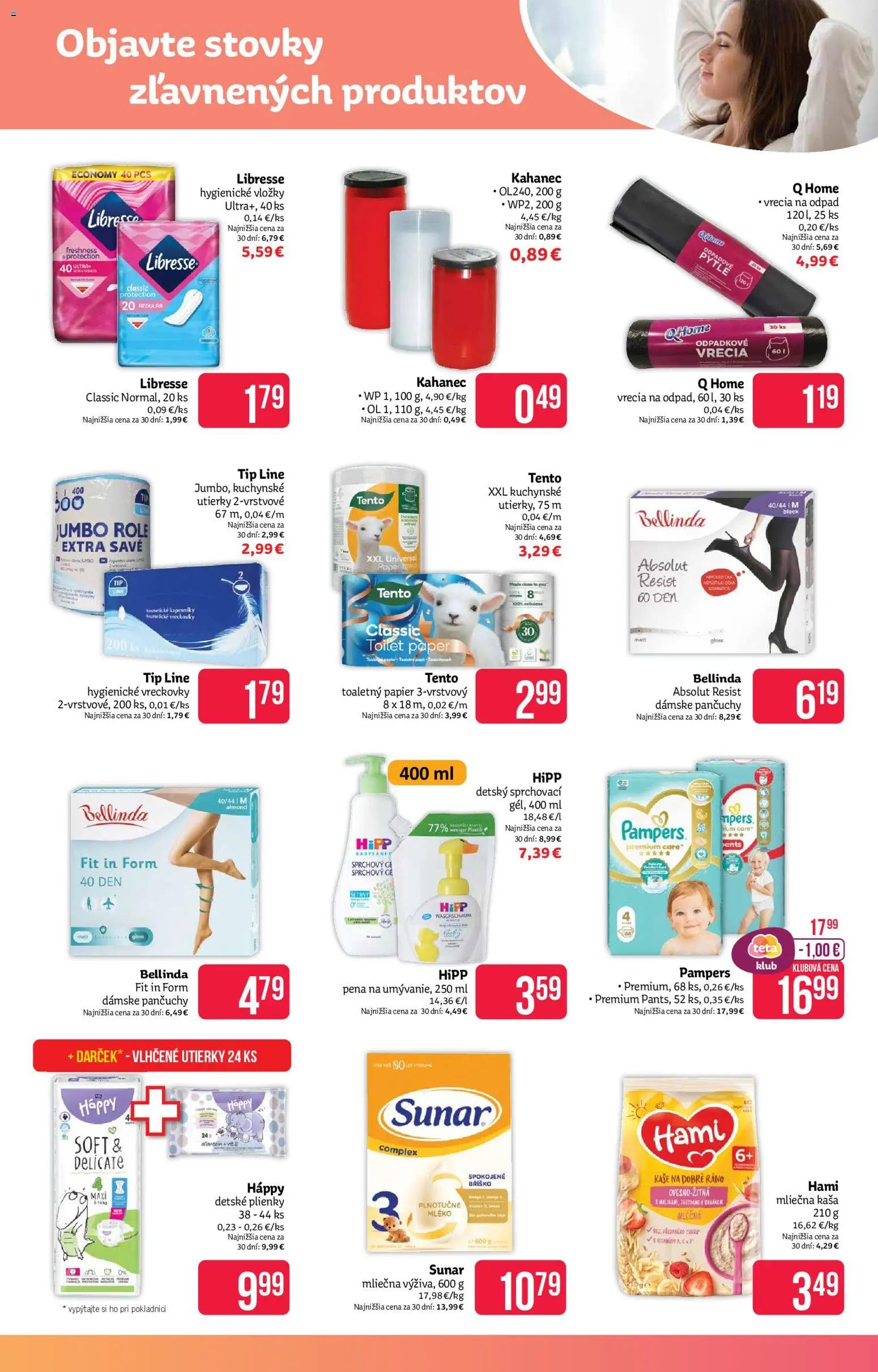 Nové Teta drogerie akcie – leták je platný od 19.01.2026 | Strana: 9 | Produkty: Toaletný papier, Sunar, Plienky, Pampers