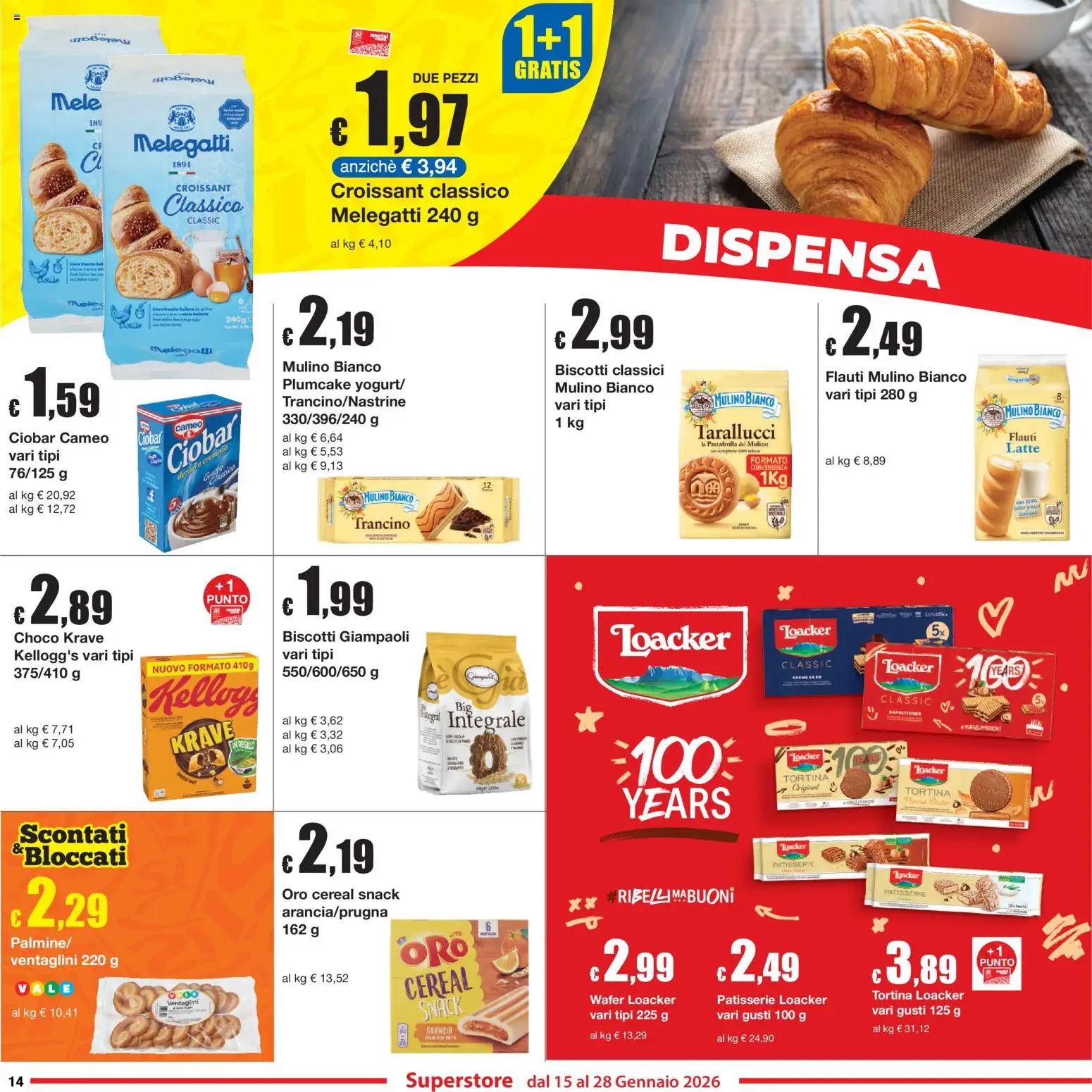 Volantino Sì con Te del 15.01.2026 | Pagina: 14 | Prodotti: Mele, Biscotti, Arancia, Croissant