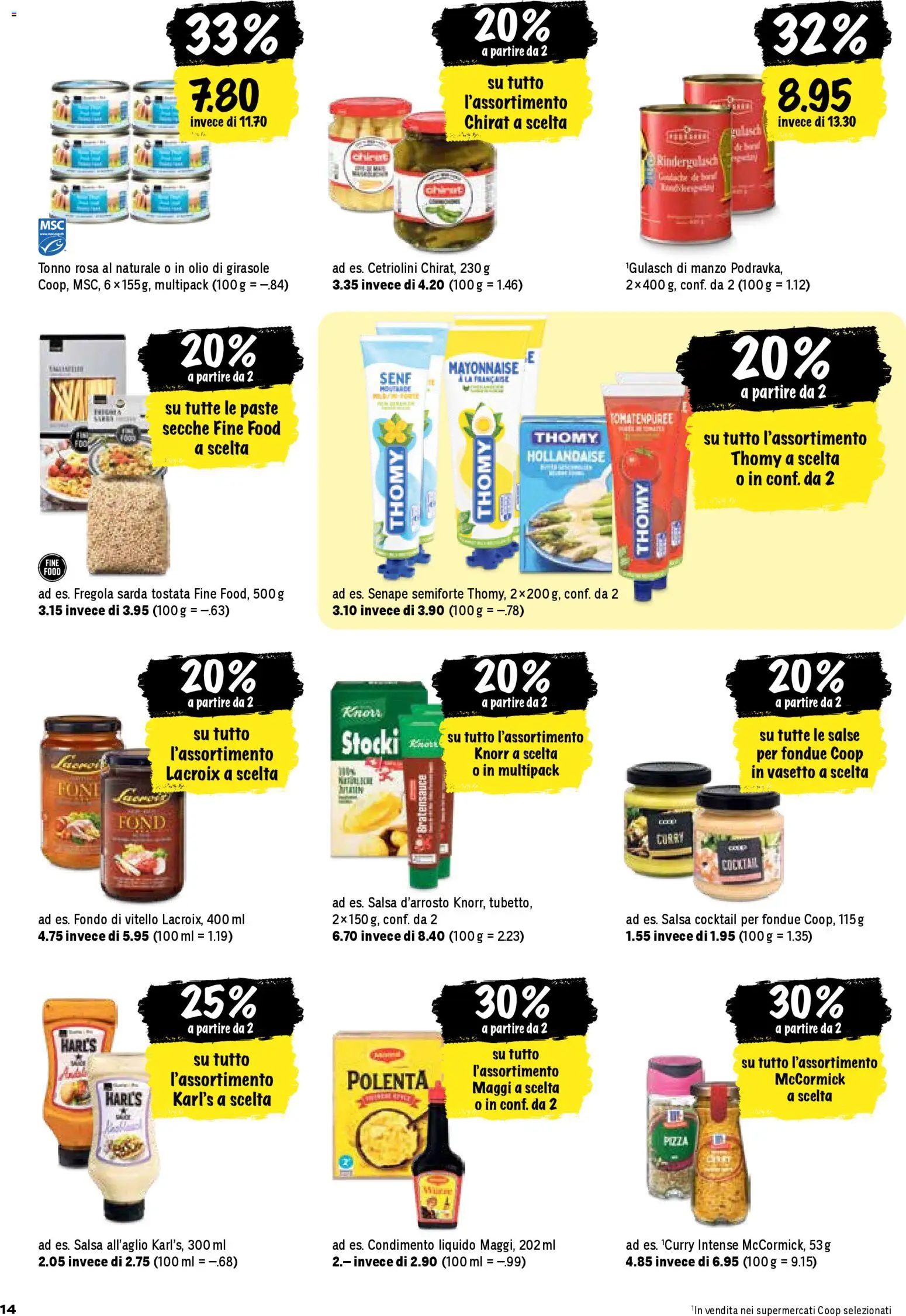 Coop aktionen IT – gültig ab 26.03.2026 | Seite: 14 | Produkte: Tomatenpüree, Pizza, Mayonnaise, Fondue