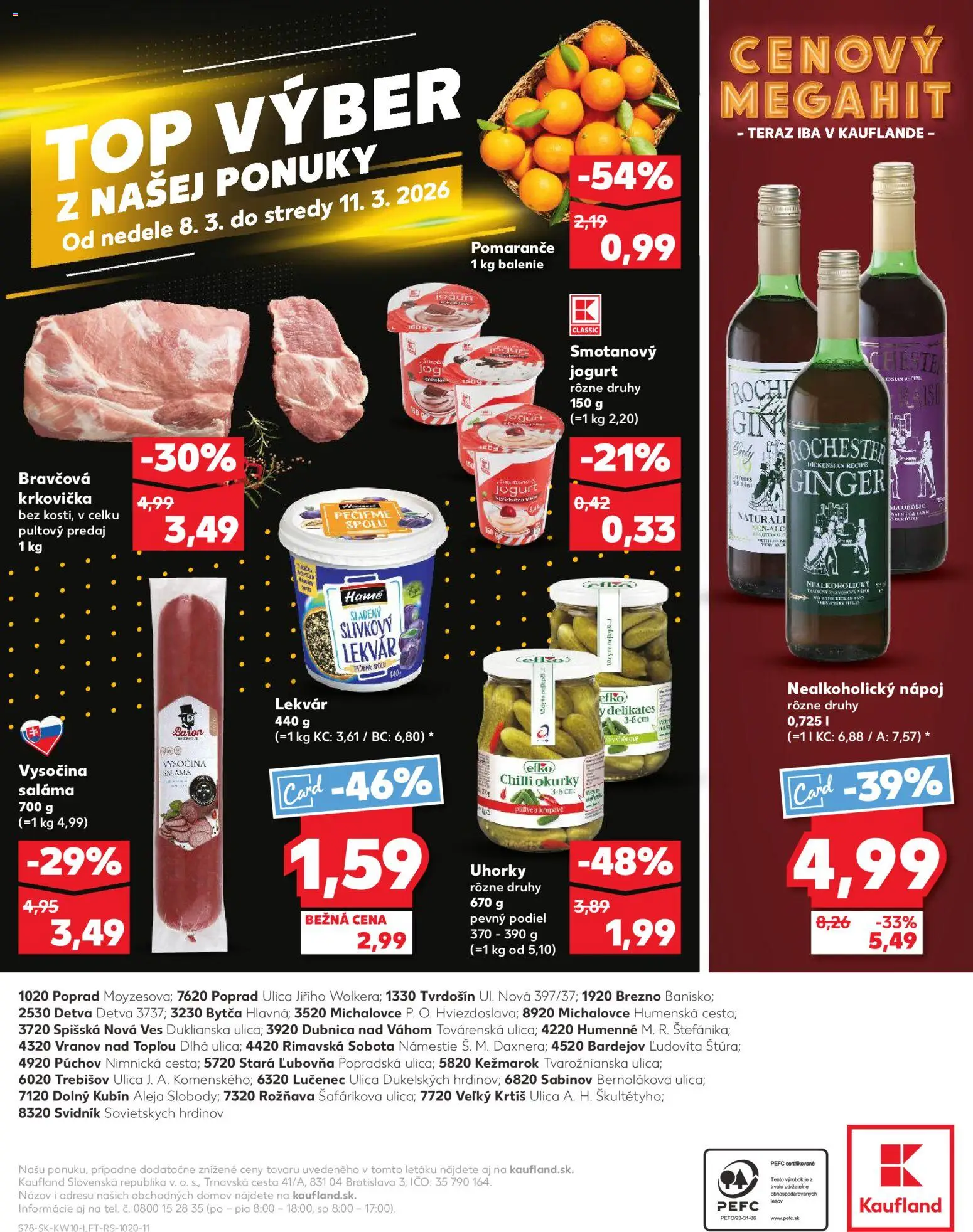 Nové Kaufland akcie – leták je platný od 05.03.2026 | Strana: 78 | Produkty: Saláma, Bravčová krkovička, Krkovička, Uhorky