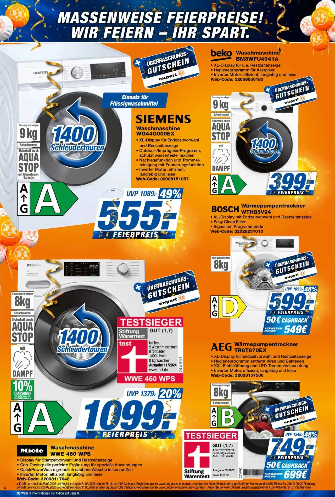 Expert Prospekt 	 – gültig ab 17.10.2025 | Seite: 4 | Produkte: Miele, Bosch, Siemens, AEG
