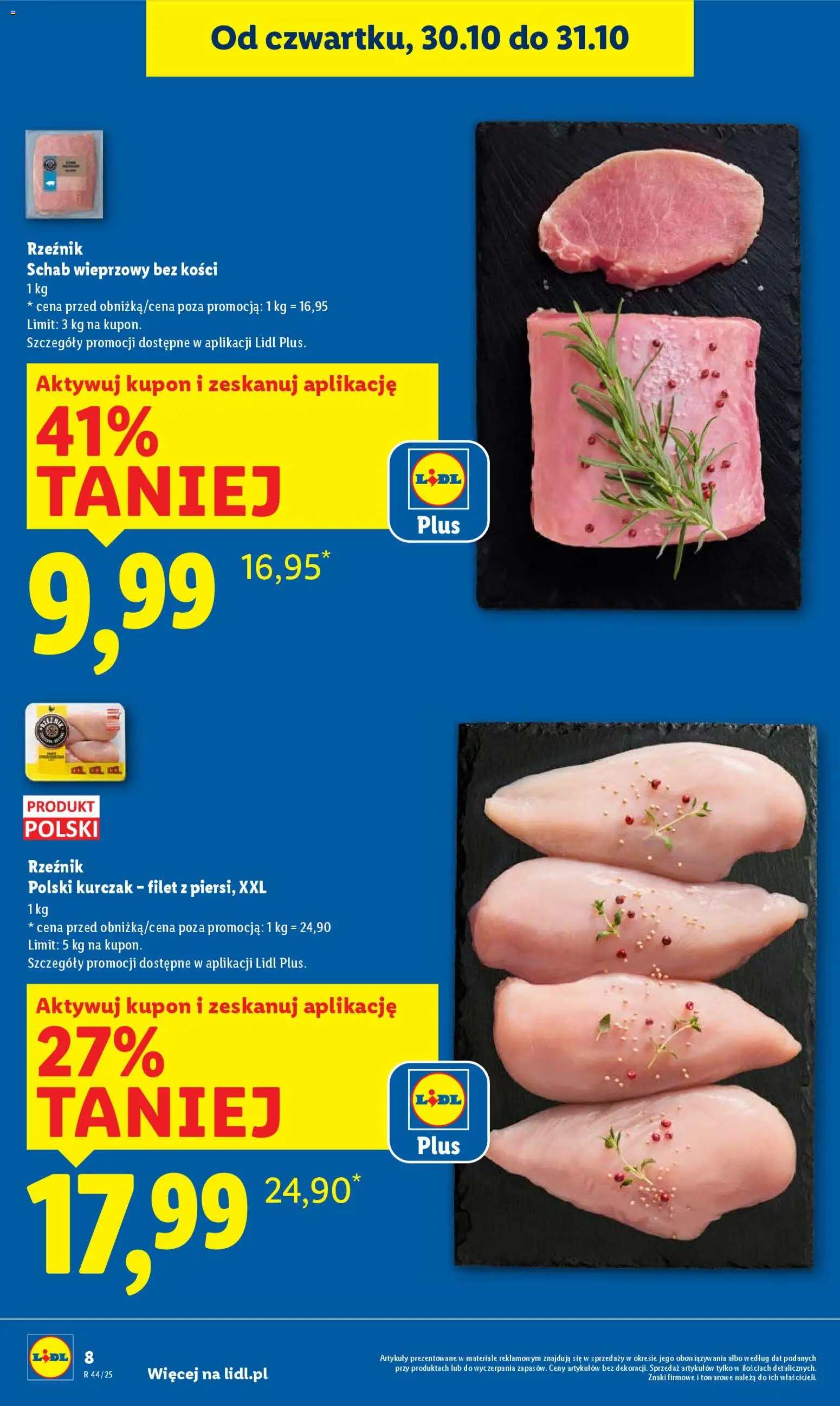 Lidl Gazetka od 30.10.2025 | Strona: 8 | Produkty: Kurczak, Schab, Schab wieprzowy, Schab wieprzowy bez kości