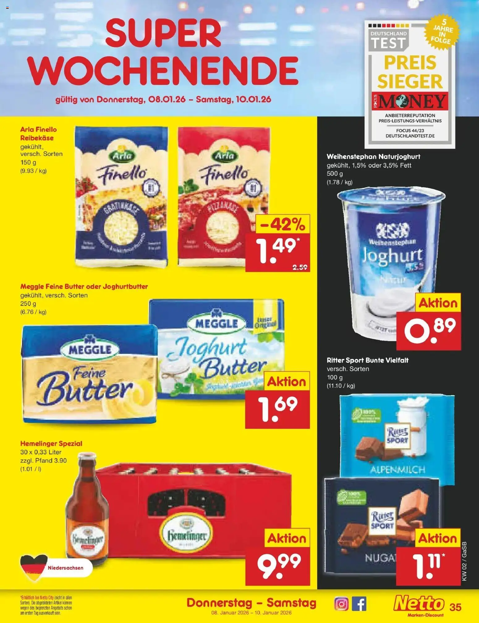 Netto Marken-Discount - Netto: Wochenangebote – gültig ab 05.01.2026 | Seite: 39 | Produkte: Butter, Joghurt, Ritter sport, Reibekase