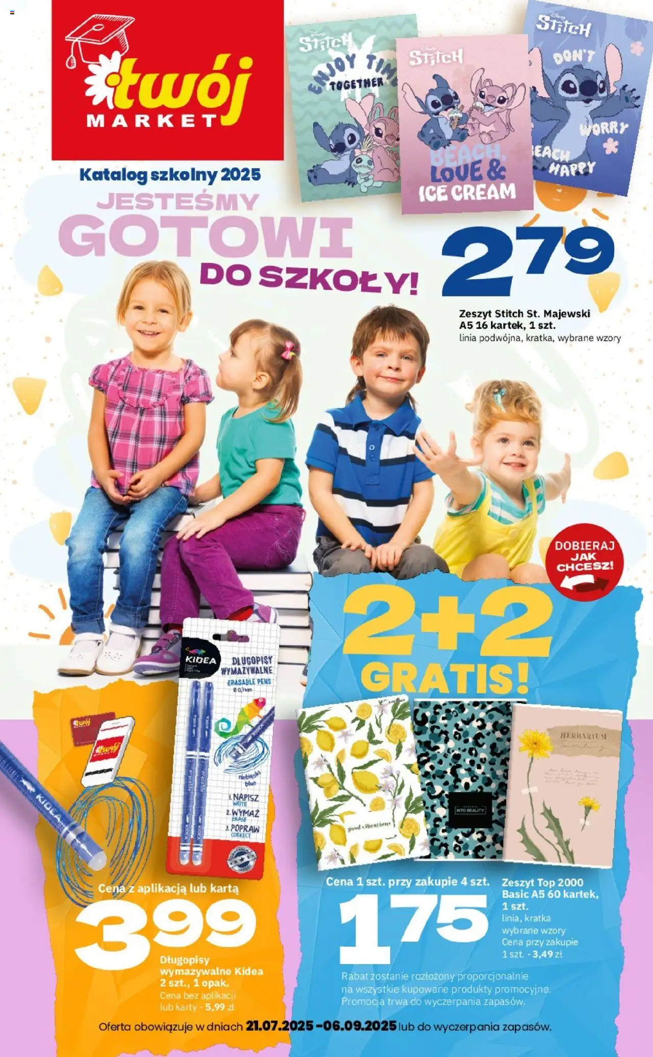 Twój Market Gazetka - Gotowi do szkoły od 21.07.2025 | Strona: 1 | Produkty: Karta, Top, Herbarium, Zeszyt