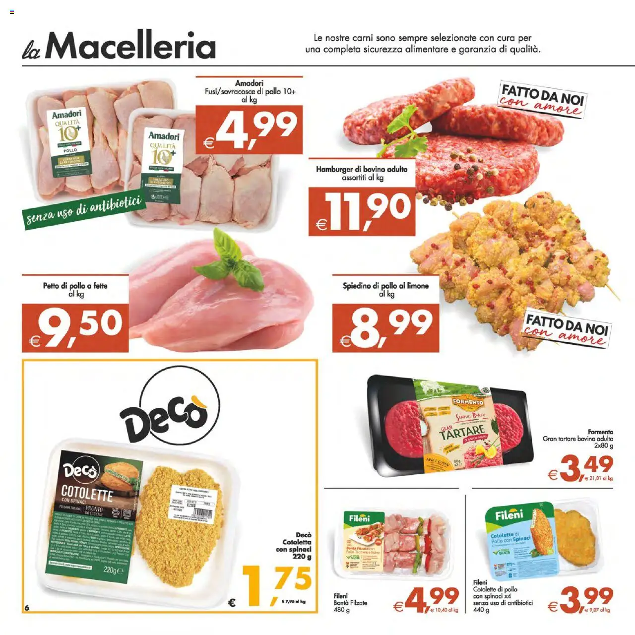 Volantino Decò del 22.08.2025 | Pagina: 6 | Prodotti: Bovino, Petto di Pollo, Limone, Spinaci