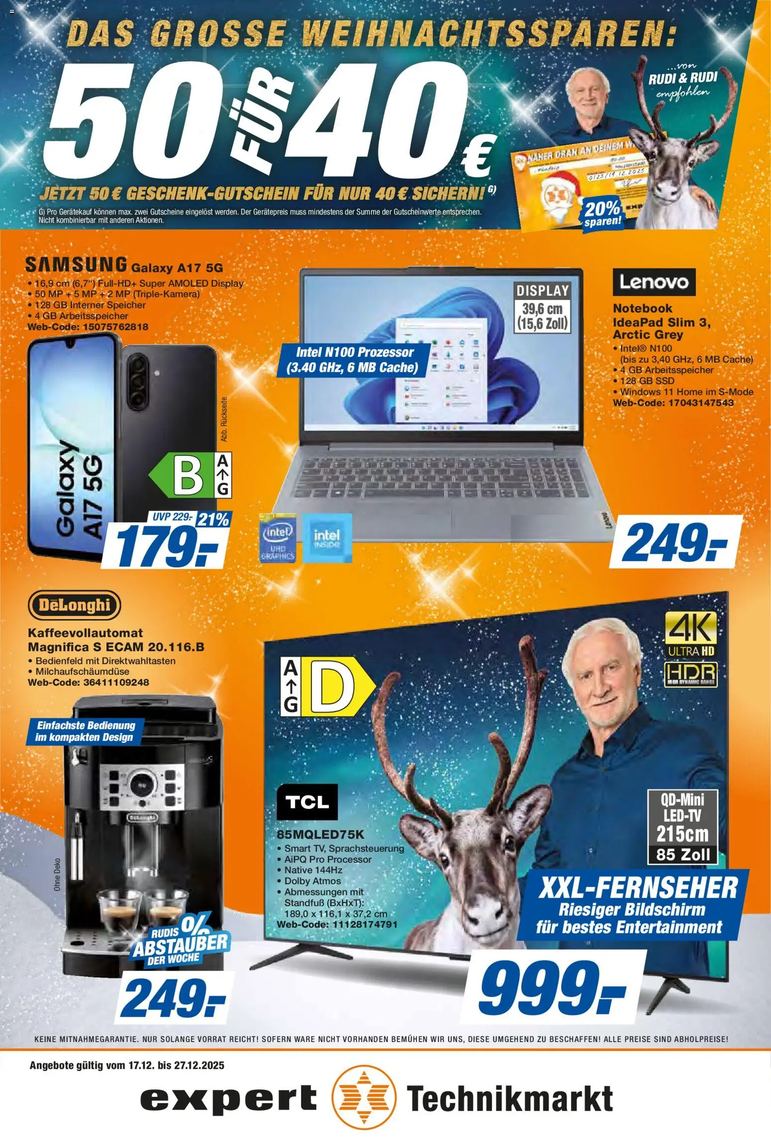 Expert Prospekt 	 – gültig ab 17.12.2025 | Seite: 1 | Produkte: Samsung, Bildschirm, Notebook, Kaffeevollautomat