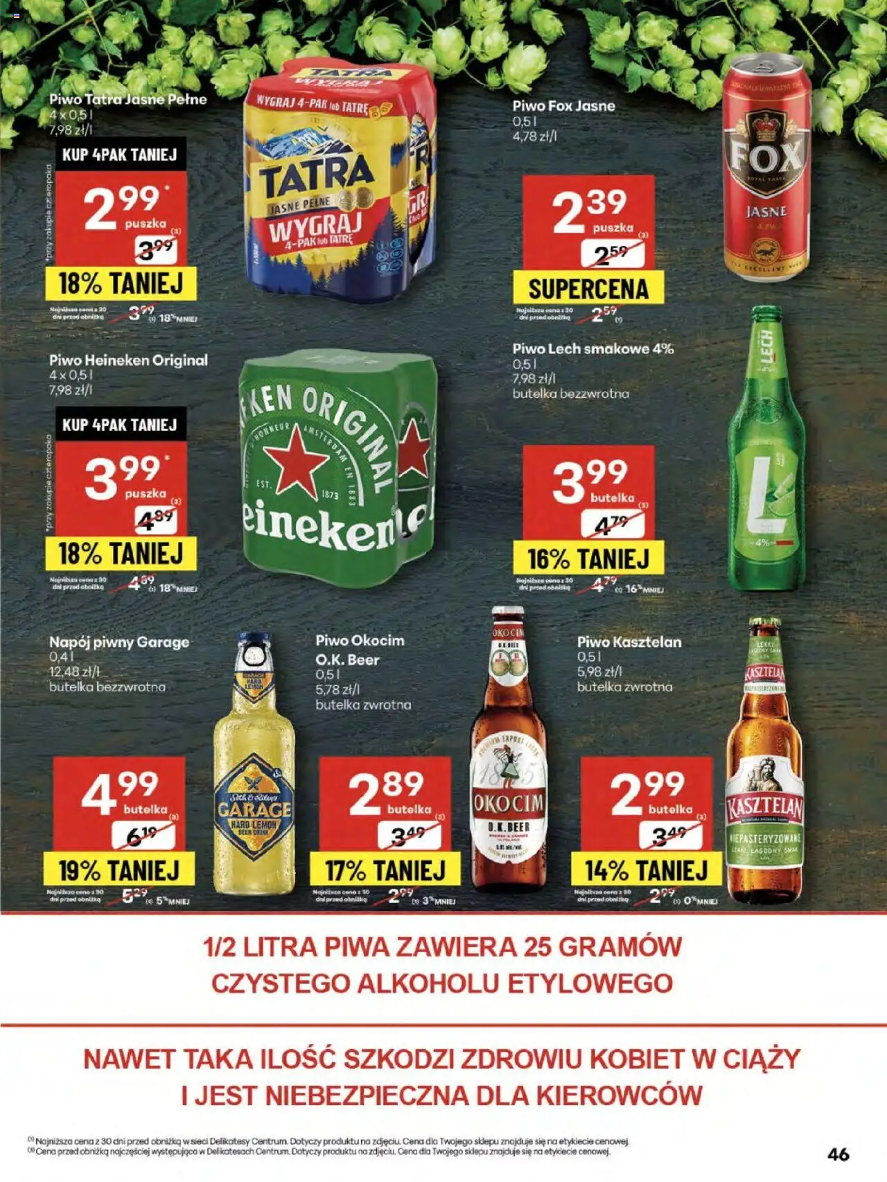 Delikatesy Centrum Gazetka - Sklepy Własne od 14.08.2025 | Strona: 46 | Produkty: Delikatesy, Piwo, Heineken