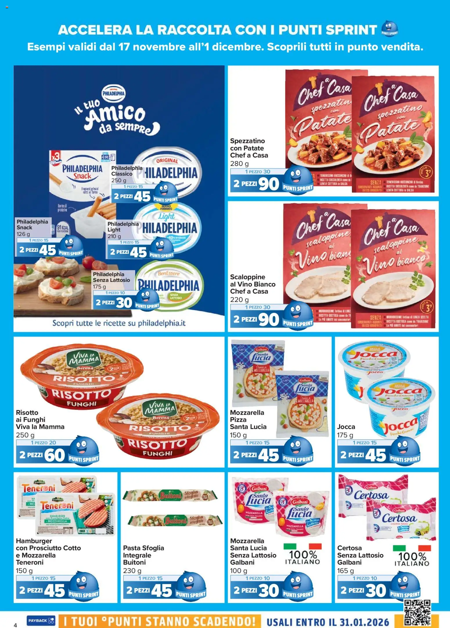 Volantino Carrefour del 17.11.2025 | Pagina: 4 | Prodotti: Prosciutto Cotto, Patate, Vino, Pasta