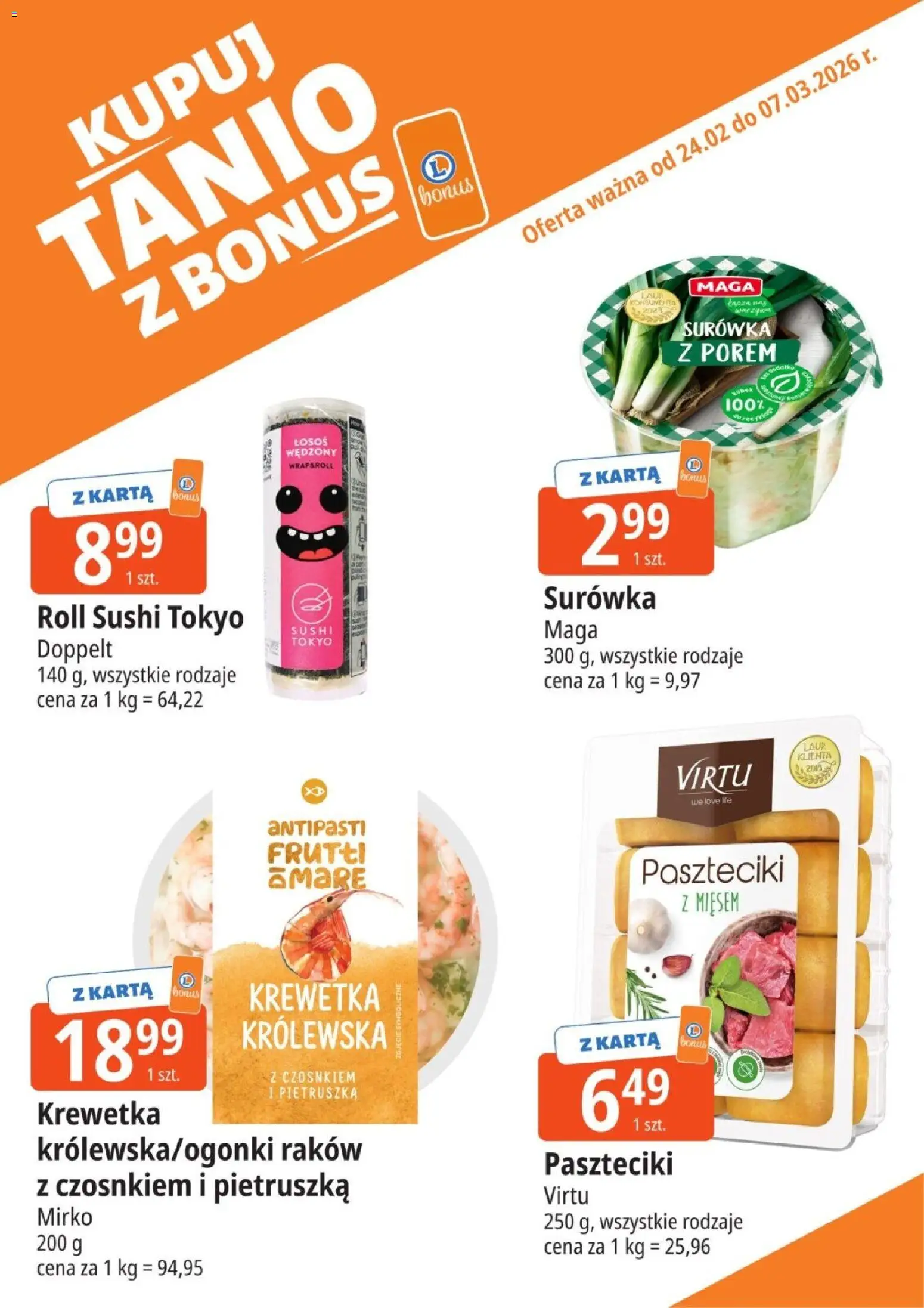 E.Leclerc Gazetka - Kupony dodatkowe od 24.02.2026 | Strona: 8 | Produkty: Pietruszka, Łosoś wędzony, Łosoś, Sushi