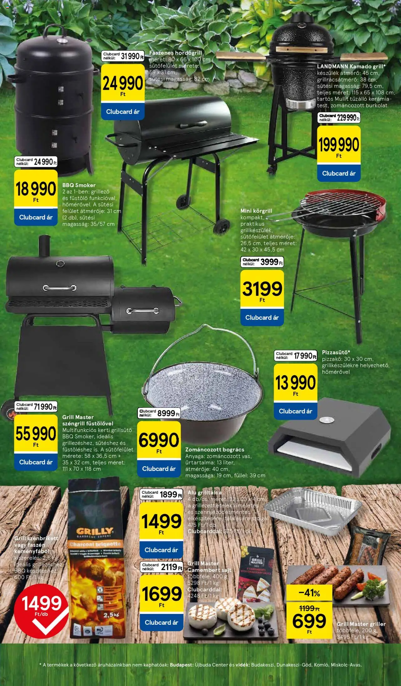 Tesco akciós ujság - amely érvényes a következő dátumtól: 04.06.2025 | Oldal: 15 | Termékek: Grillsütő, Bogrács, Pizza, Camembert