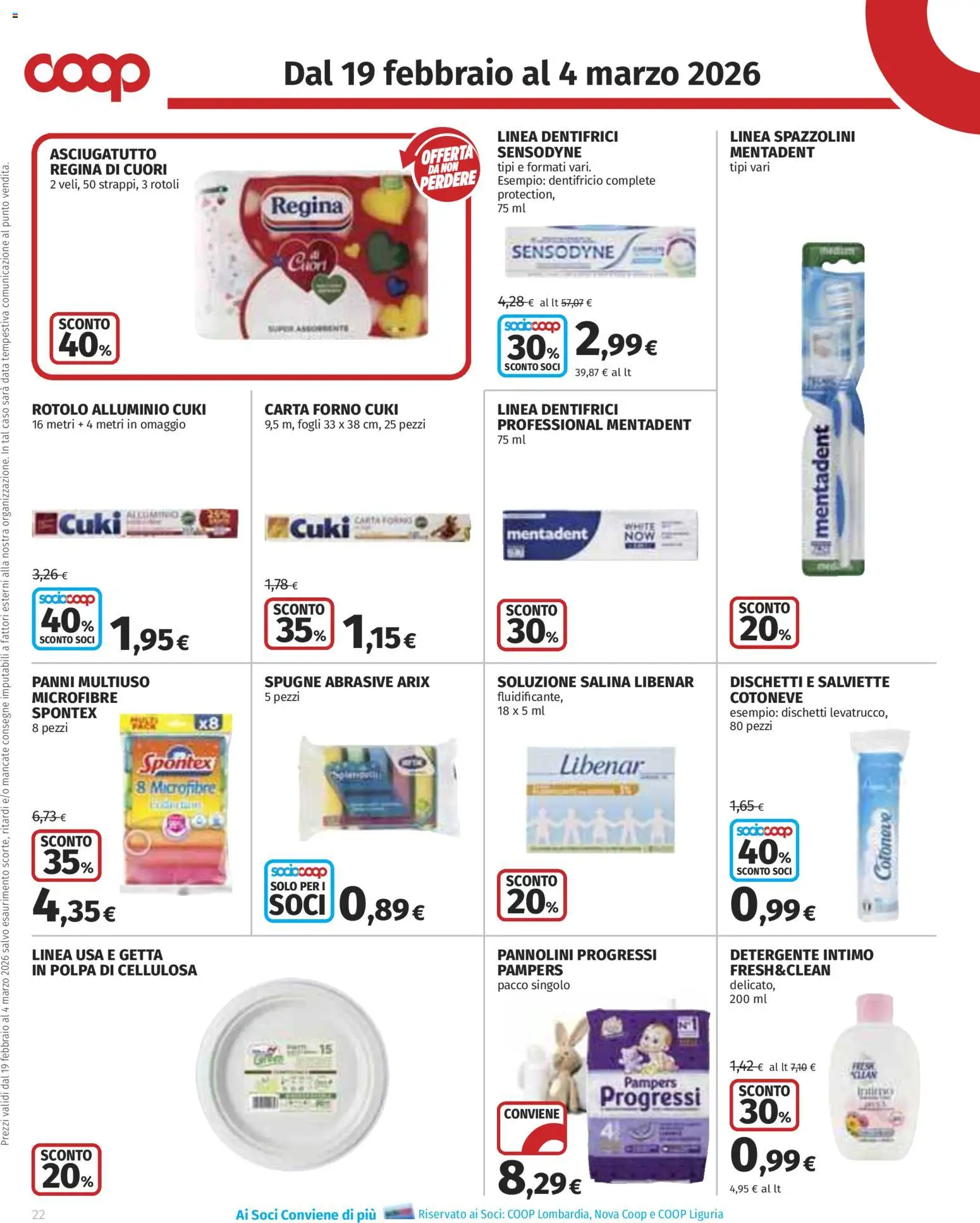 Volantino COOP del 19.02.2026 | Pagina: 22 | Prodotti: Pannolini, Intimo, Data, Forno
