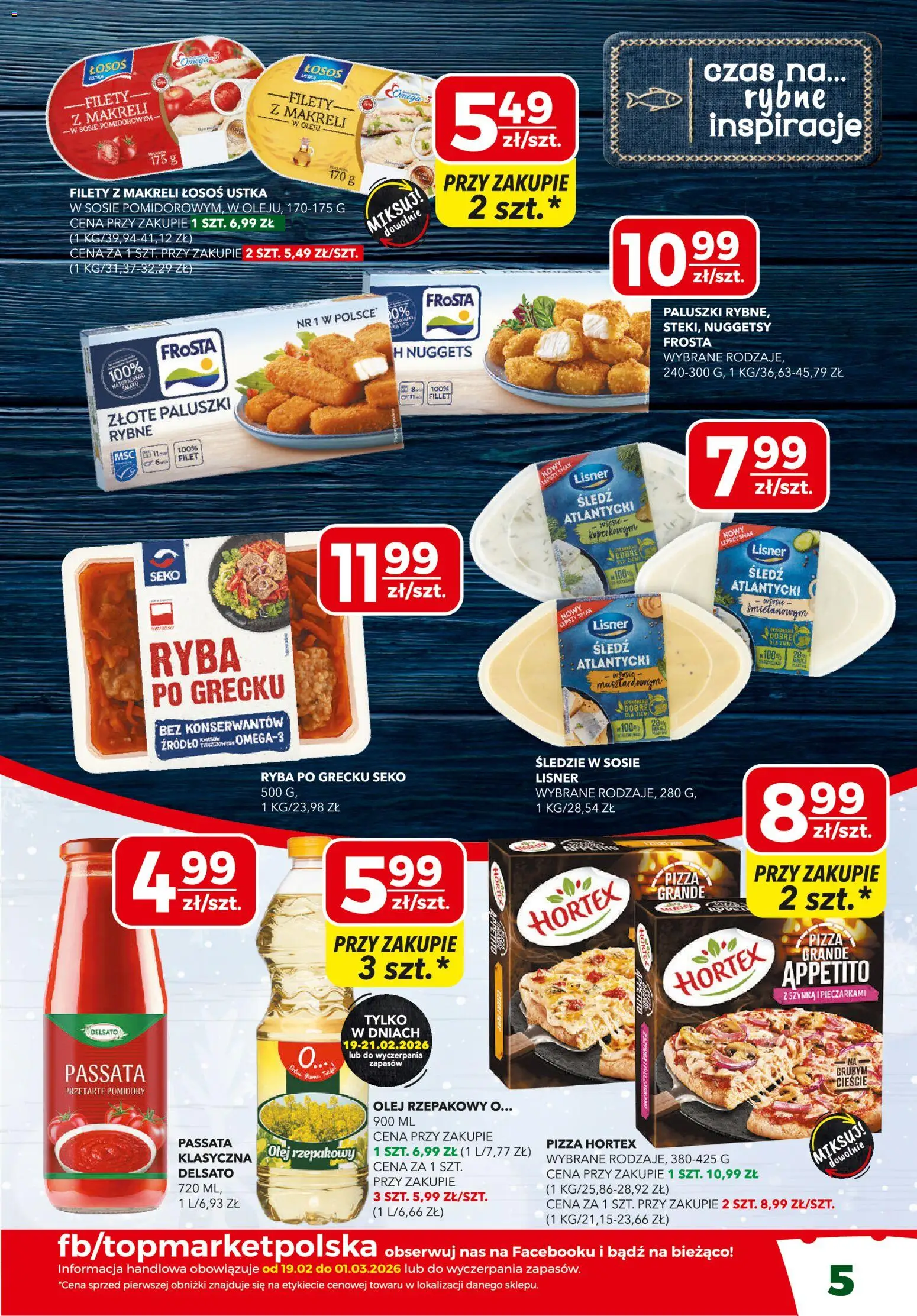 Top Market Gazetka od 19.02.2026 | Strona: 5 | Produkty: Olej rzepakowy, Łosoś, Nuggets, Ryba