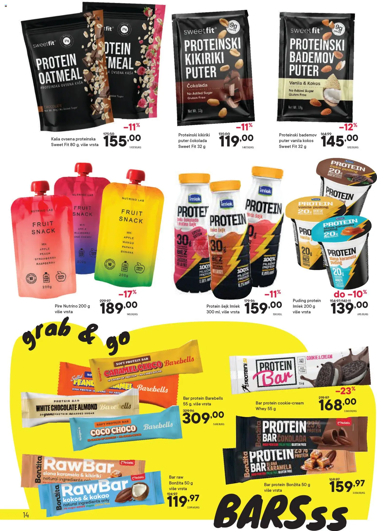 PerSu katalog - važi od 24.02.2026 | Strana: 14 | Proizvode: Ovsena kaša, Puding, Protein bar, Kikiriki