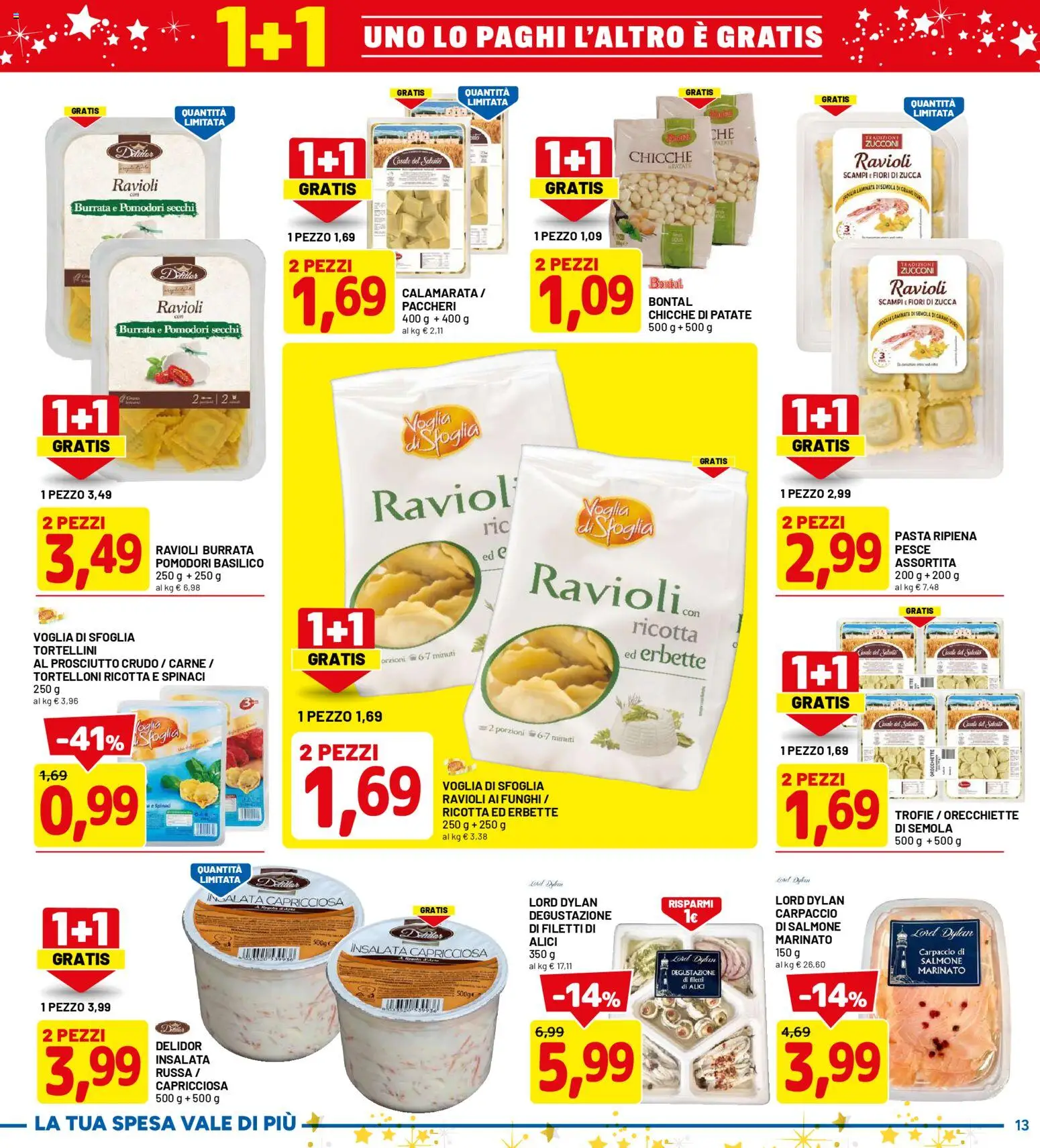 Volantino D Più del 01.12.2025 | Pagina: 13 | Prodotti: Orecchiette, Paccheri, Alici, Burrata