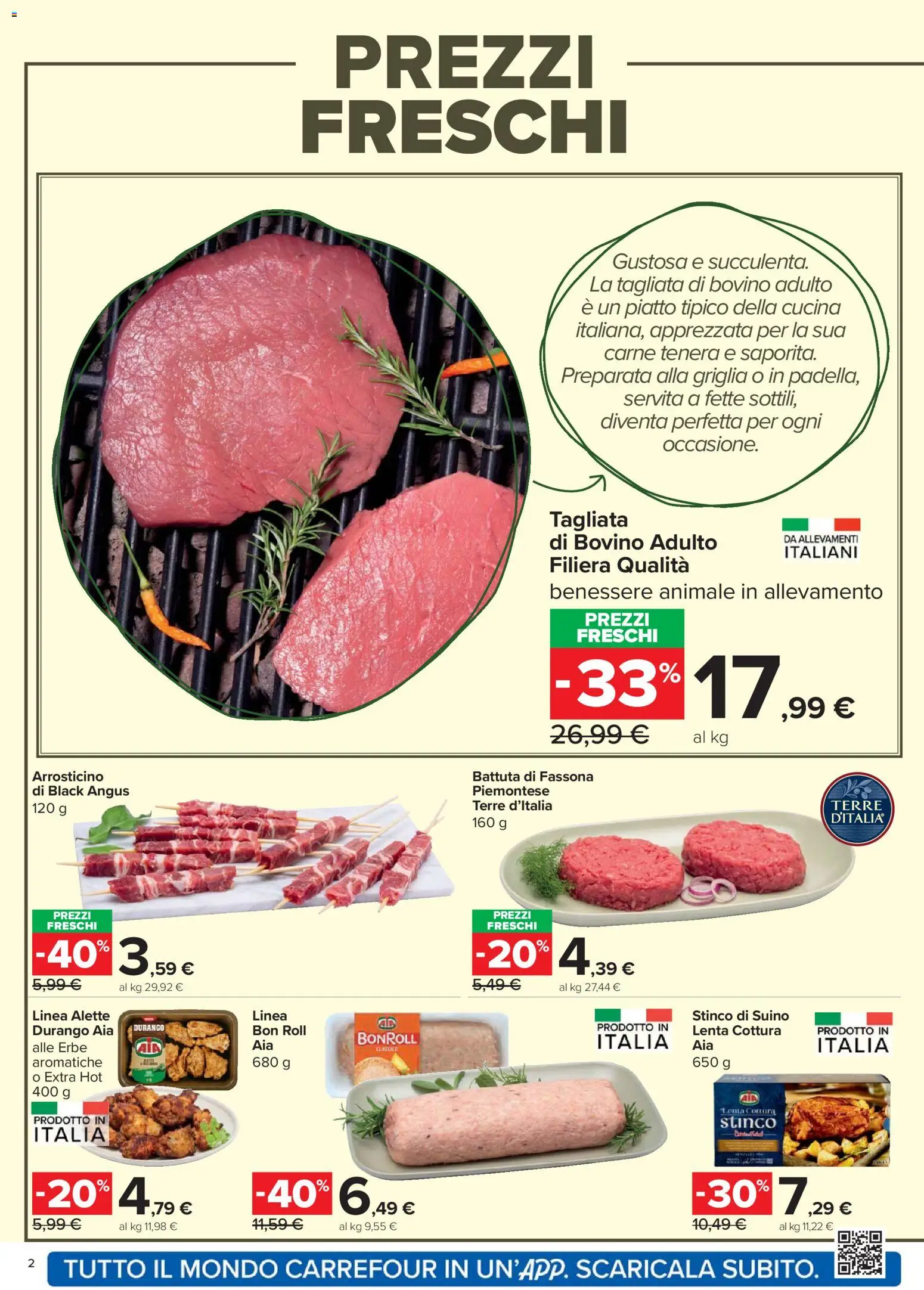 Volantino Carrefour del 02.03.2026 | Pagina: 2 | Prodotti: Bovino, Suino, Piatto, Griglia
