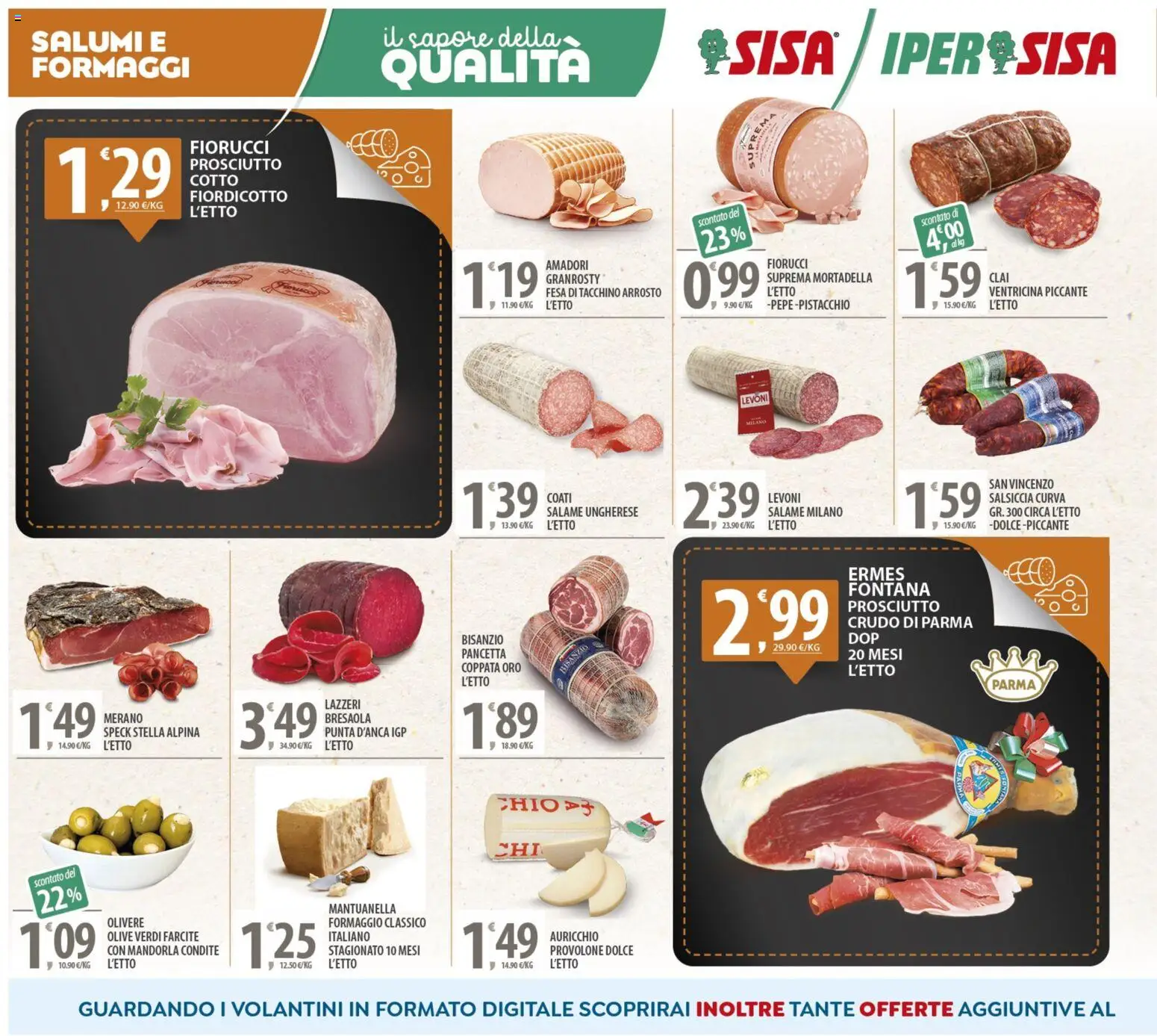 Volantino SISA del 24.10.2025 | Pagina: 2 | Prodotti: Speck, Arrosto, Provolone, Formaggio