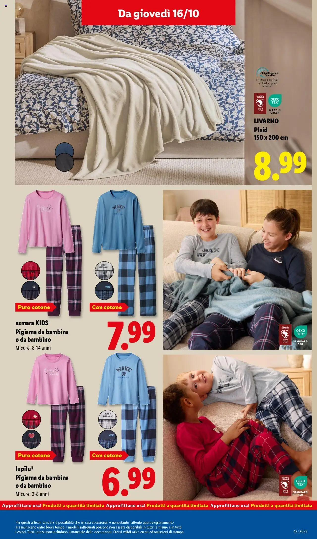 Volantino Lidl del 13.10.2025 | Pagina: 51 | Prodotti: Plaid, Pigiama