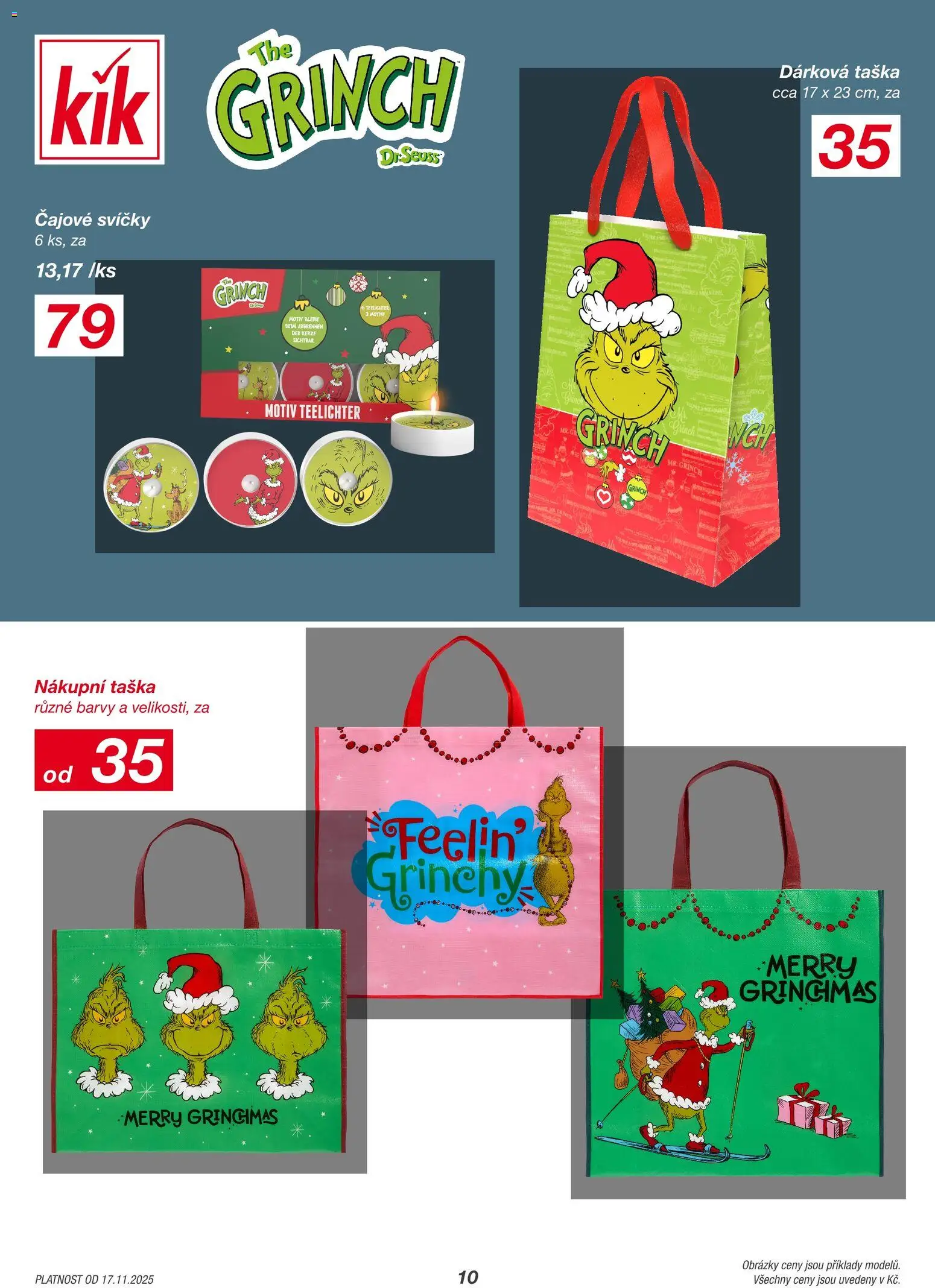 Kik Black Friday od 17.11.2025 | Strana: 10 | Produkty: Dárková taška, Nákupní taška, Čajové svíčky, Svíčky