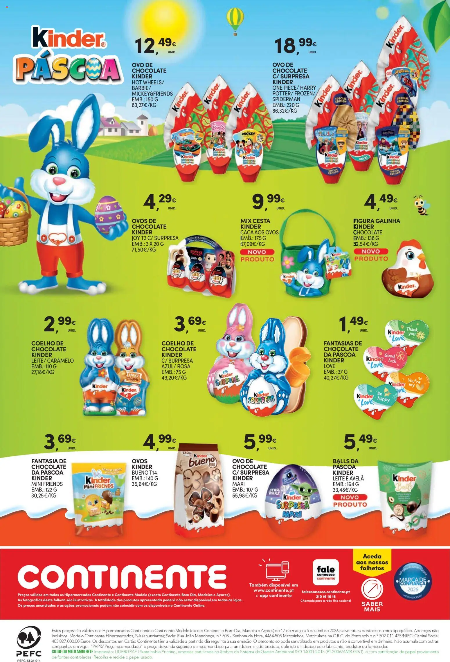 Continente - Nesta Páscoa, alimente a tradição │ válido de 17.03.2026 | Página: 58 | Produtos: Leite, Ovos, Chocolate, Coelho