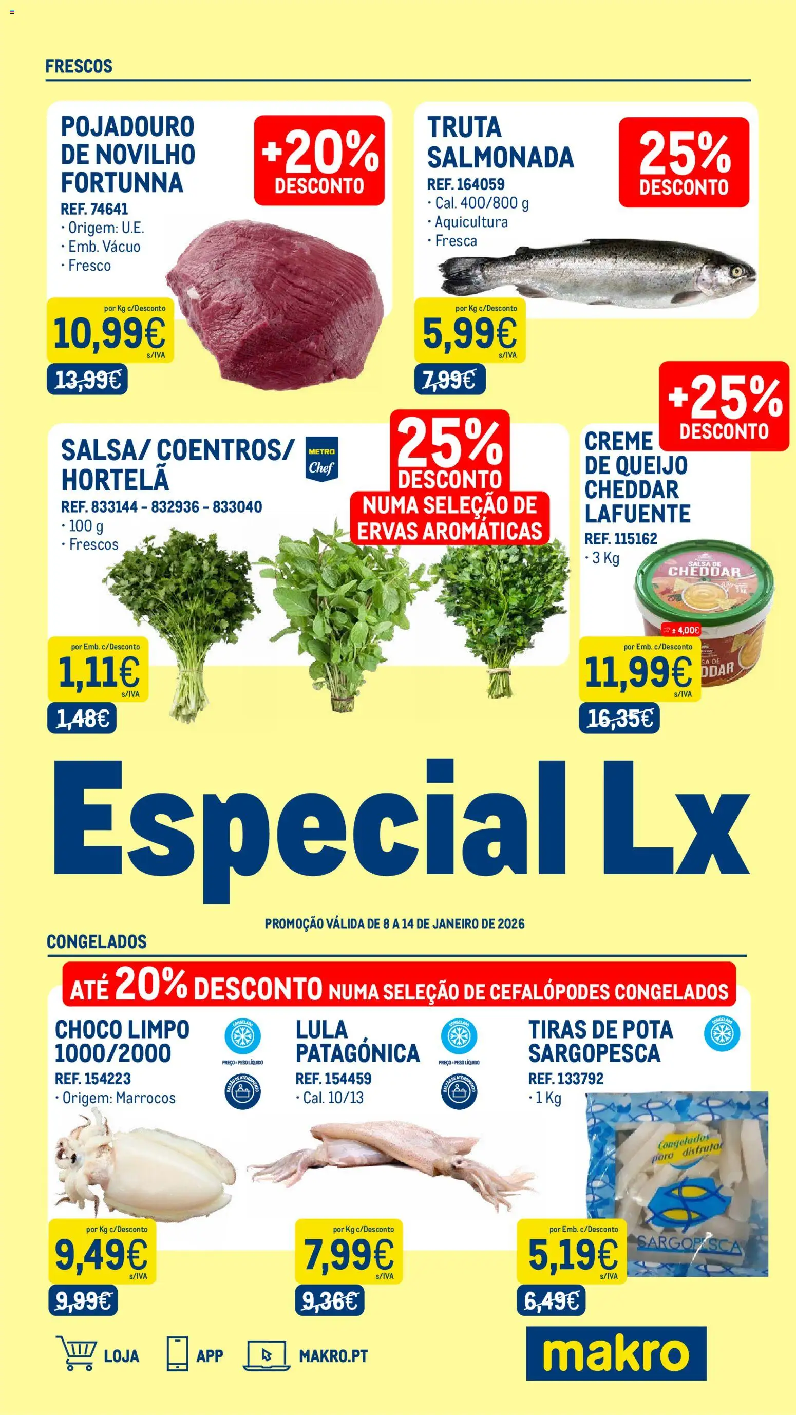 Makro Especial Lx Semana 2 - Exclusivo Loja Alfragide │ válido de 08.01.2026 | Página: 1 | Produtos: Queijo, Cheddar, Creme, Truta