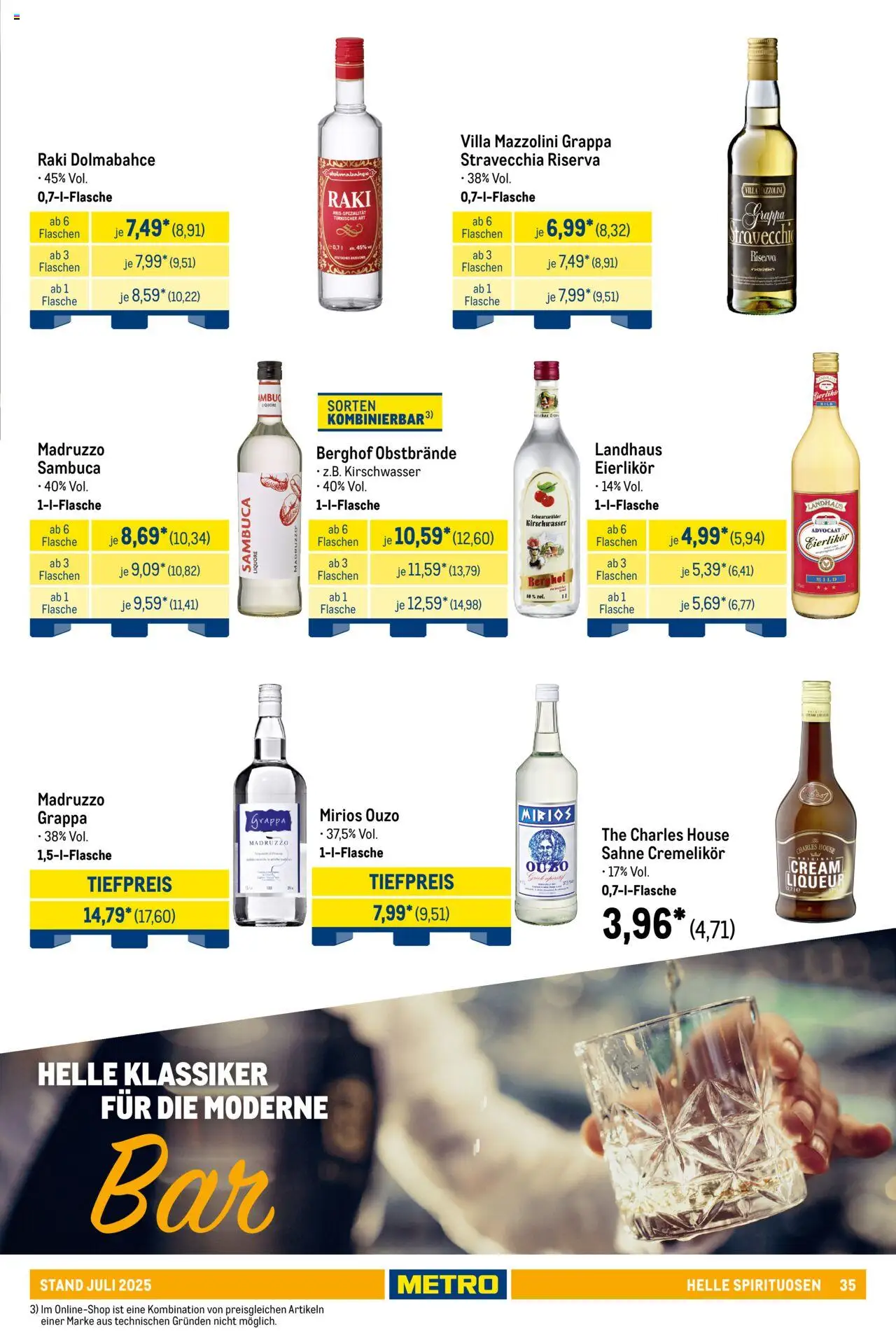 Metro - Hauswein Katalog - gültig ab dem 01.07.2025 | Seite: 35 | Produkte: Ouzo, Sambuca, Sahne