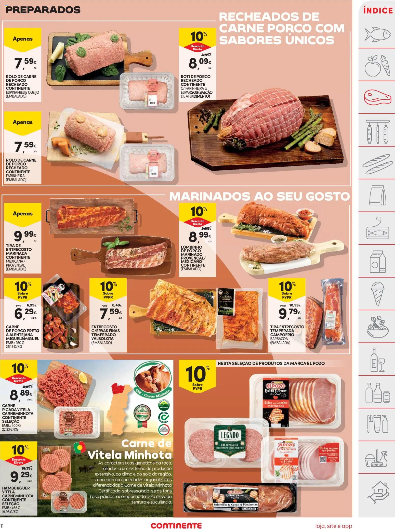 Continente folheto │ válido de 11.11.2025 | Página: 11 | Produtos: Queijo, Lombo, Carne de porco, Carne