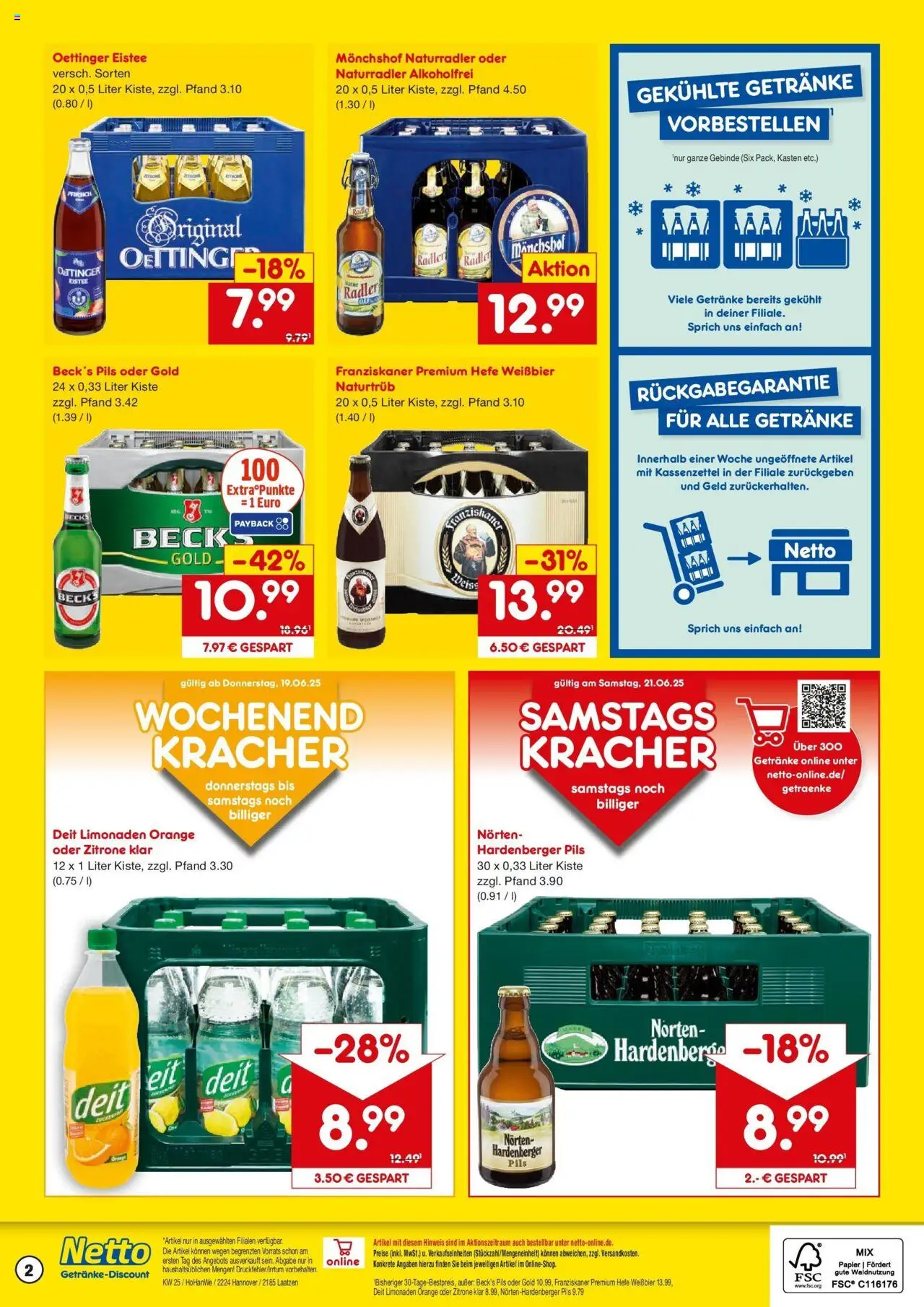 Netto Marken-Discount prospekt Hannover	 - gültig ab dem 15.06.2025 | Seite: 2 | Produkte: Monchshof, Pils, Hefe weissbier, Zitrone