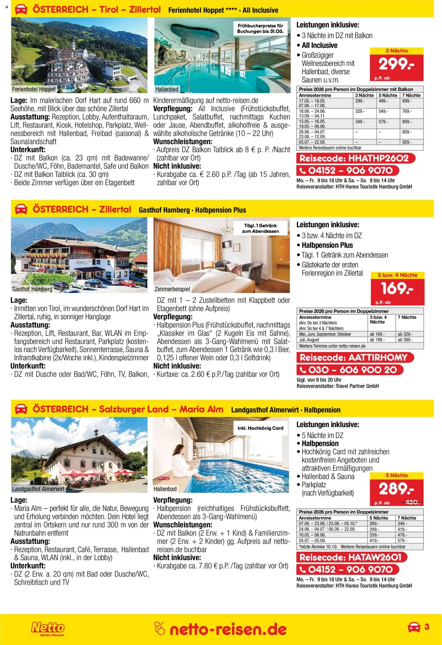 Netto Reisen Prospekt 	 – gültig ab 29.01.2026 | Seite: 3 | Produkte: Dusche, Wein, Eis, Uhr